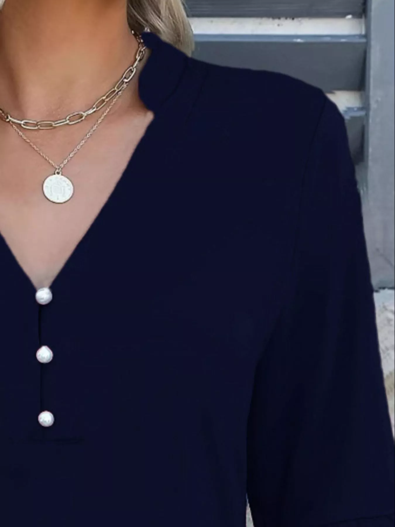 Full Size Notched Flounce Sleeve Blouse Plus Size - Image 3