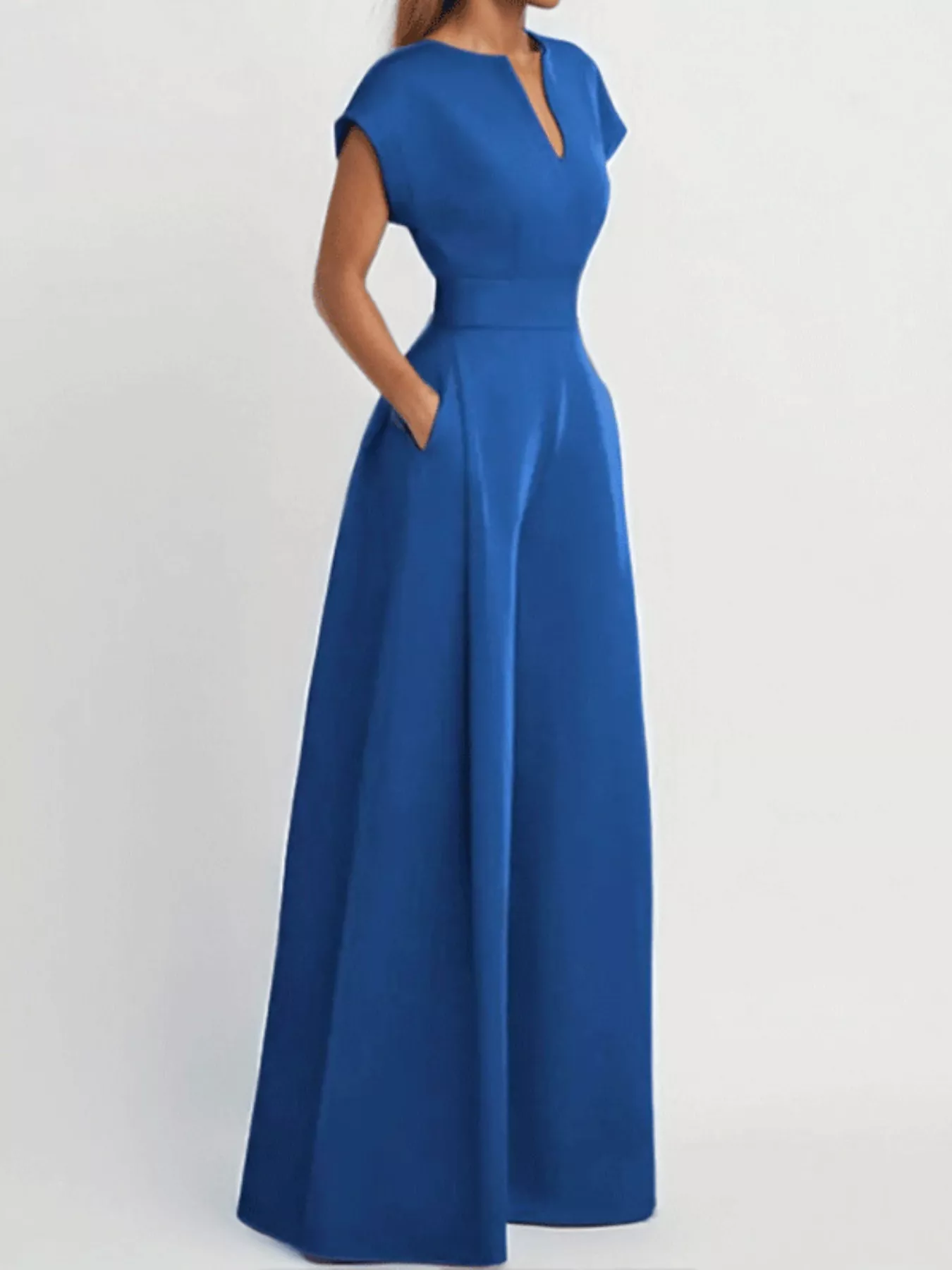 Full Size Notched Wide Leg Jumpsuit Plus Size - Image 2
