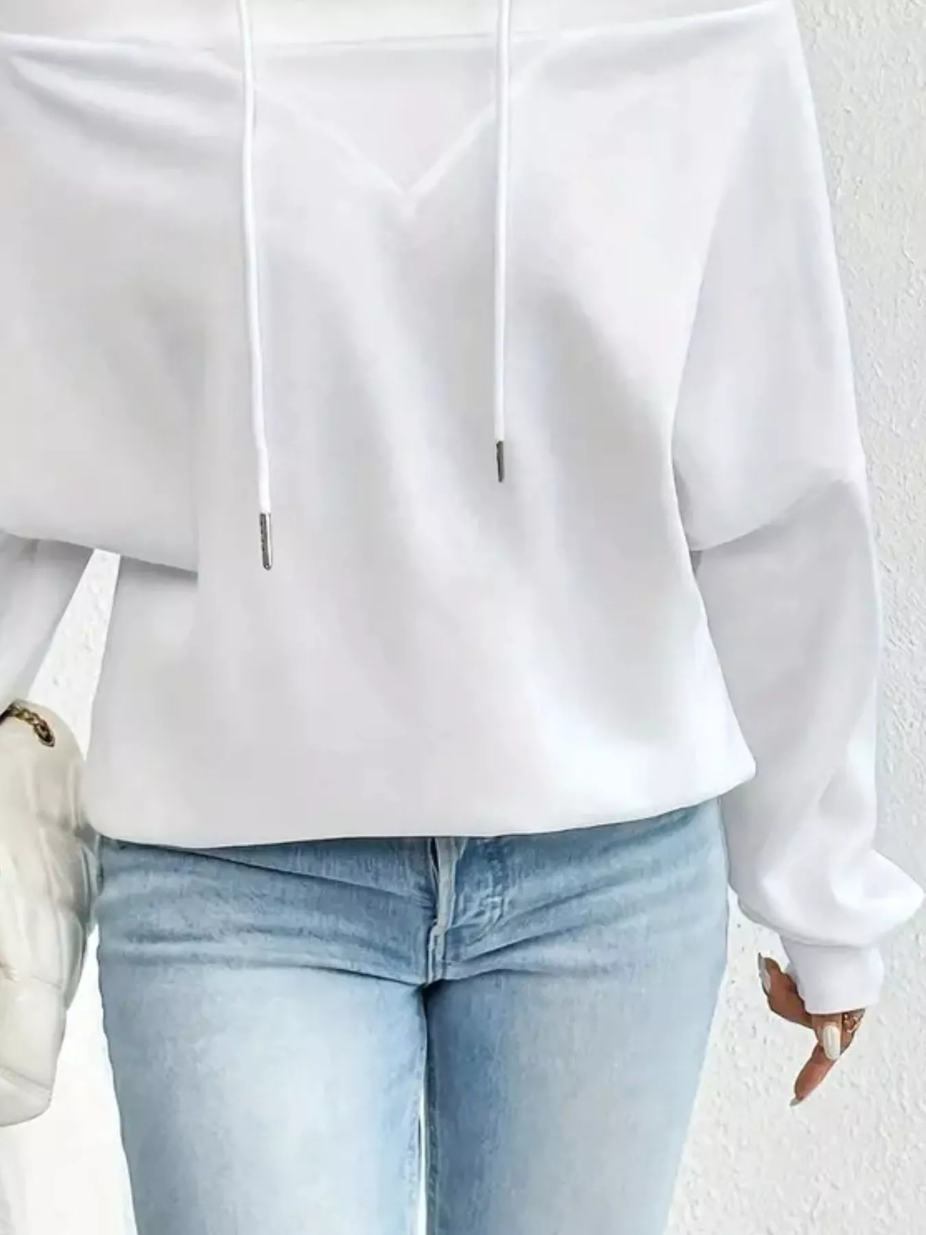 Full Size Off-Shoulder Drawstring Long Sleeve Top Plus Size - Image 18