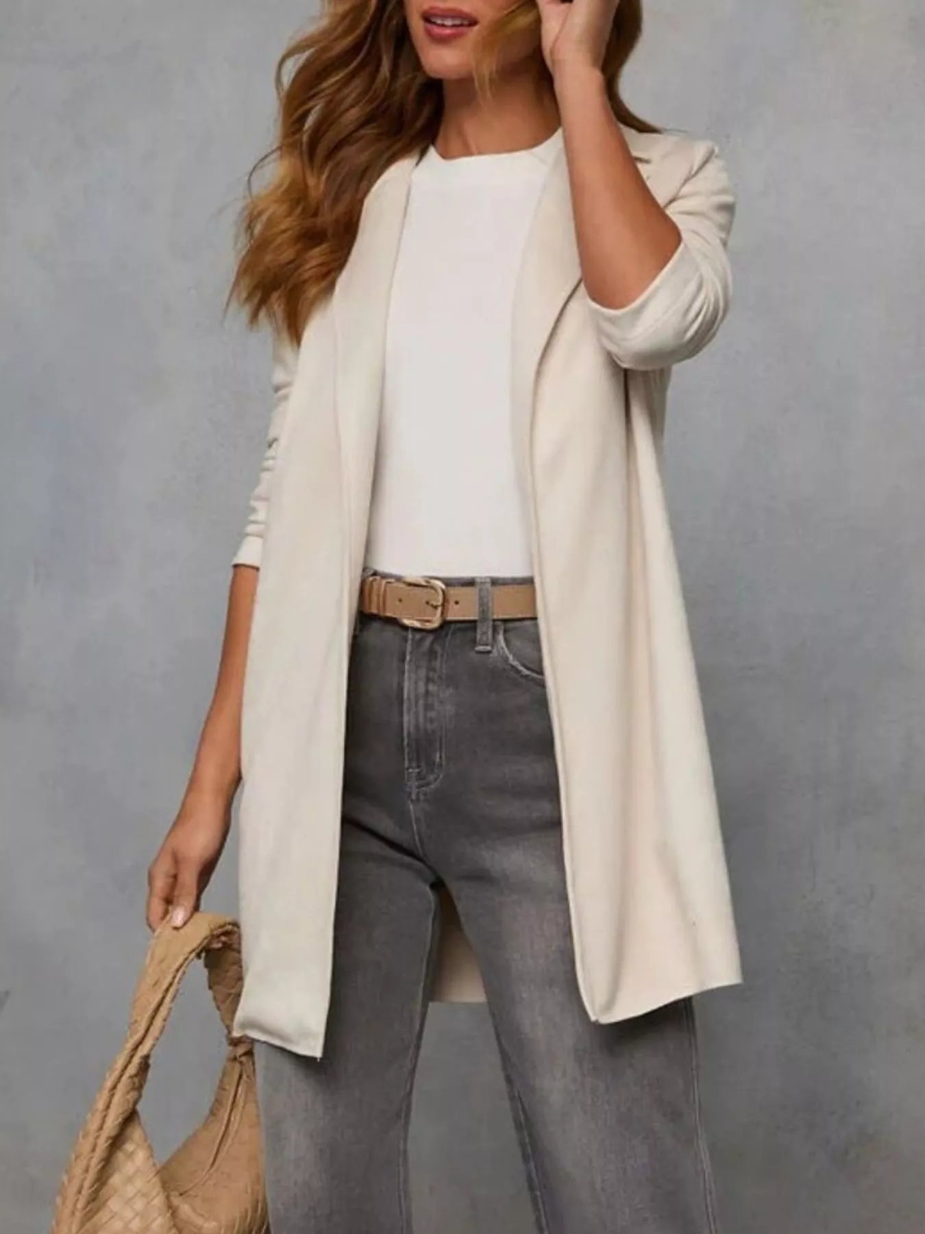 Full Size Open Front Longline Outerwear Plus Size - Image 6