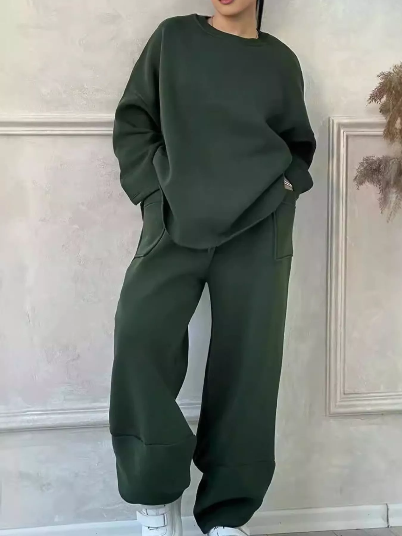 Full Size Oversized Round Neck Top and Pants Set Plus Size - Image 7