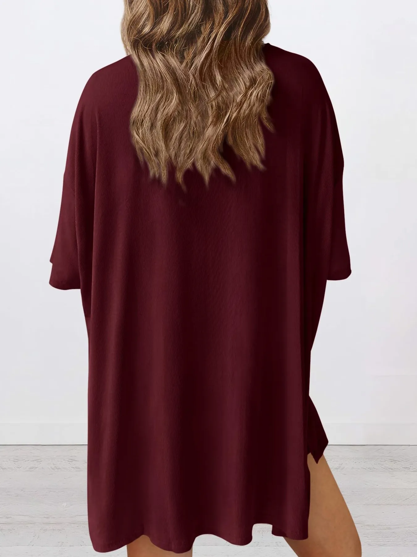 Full Size Oversized Round Neck Top and Shorts Set Plus Size - Image 14