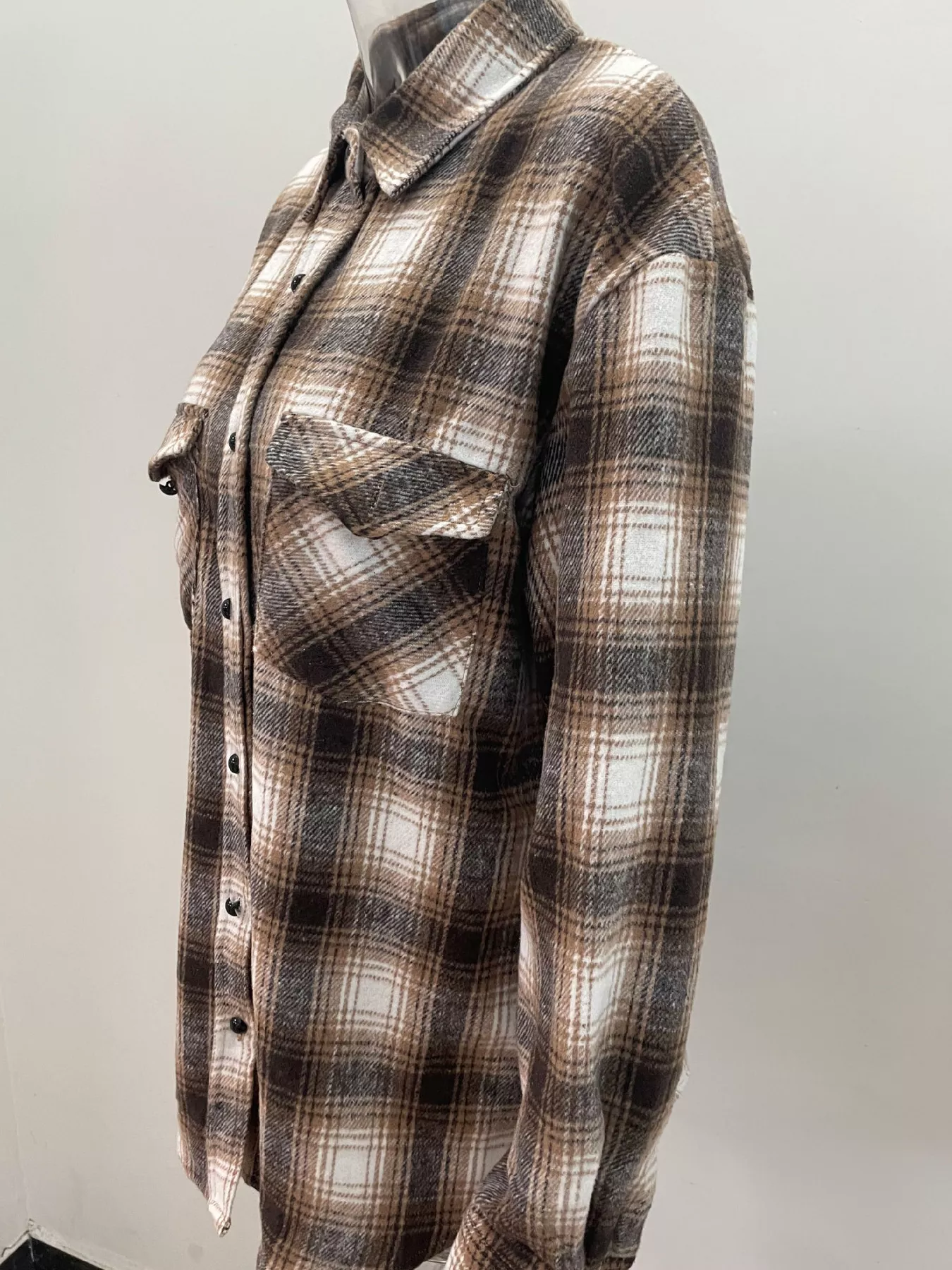 Full Size Plaid Button-Up Long Sleeve Shirt Plus Size - Image 11