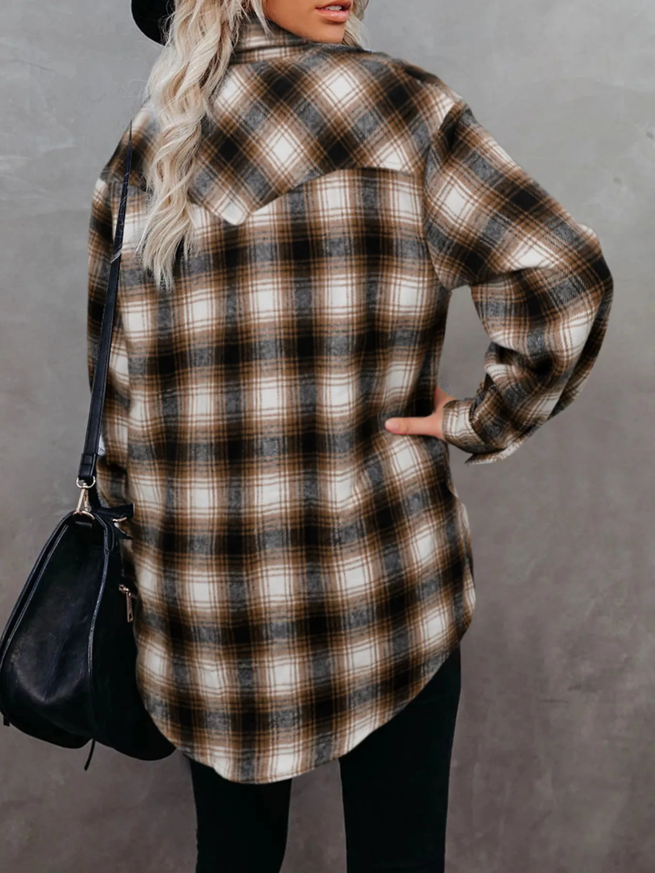 Full Size Plaid Button-Up Long Sleeve Shirt Plus Size - Image 12