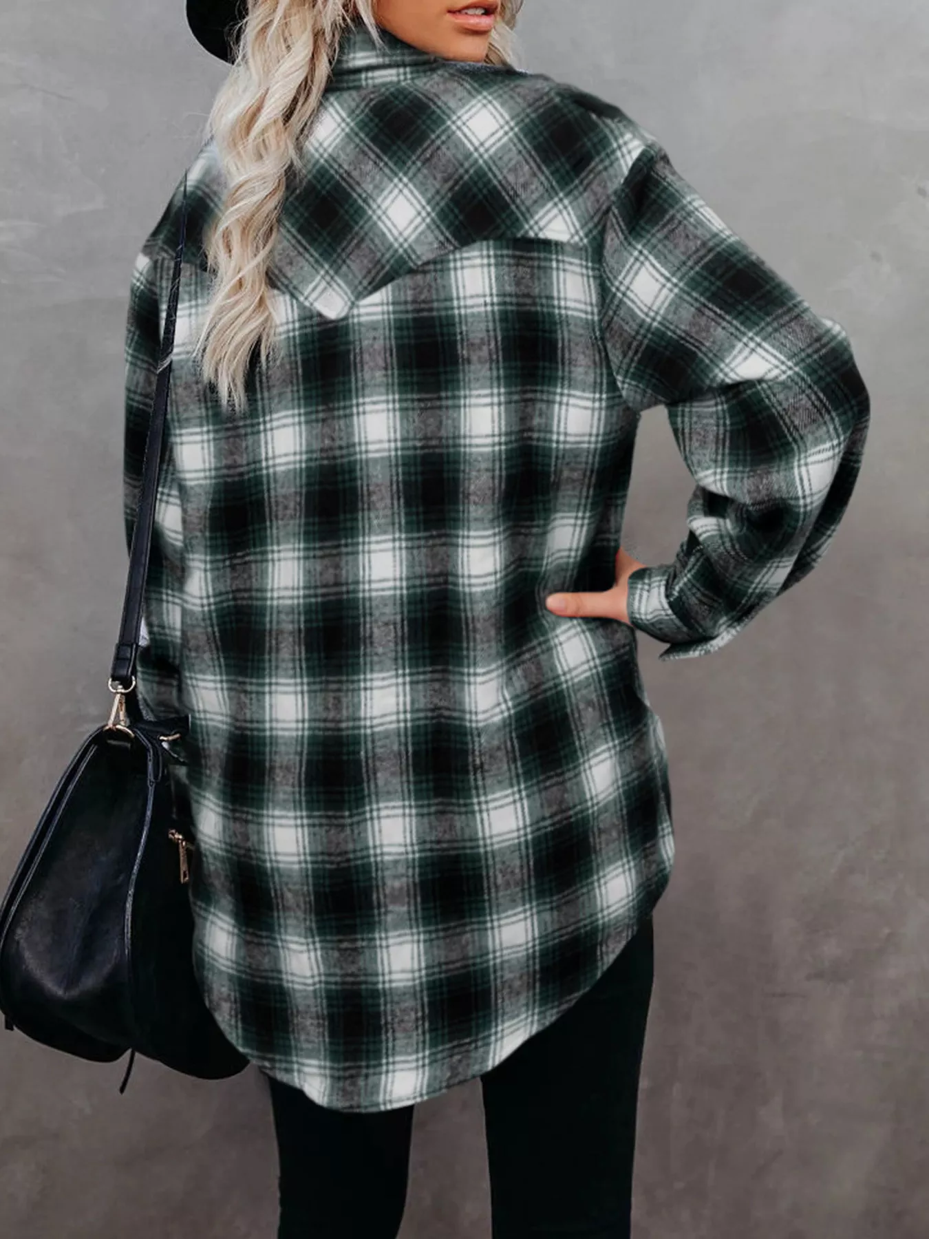 Full Size Plaid Button-Up Long Sleeve Shirt Plus Size - Image 3