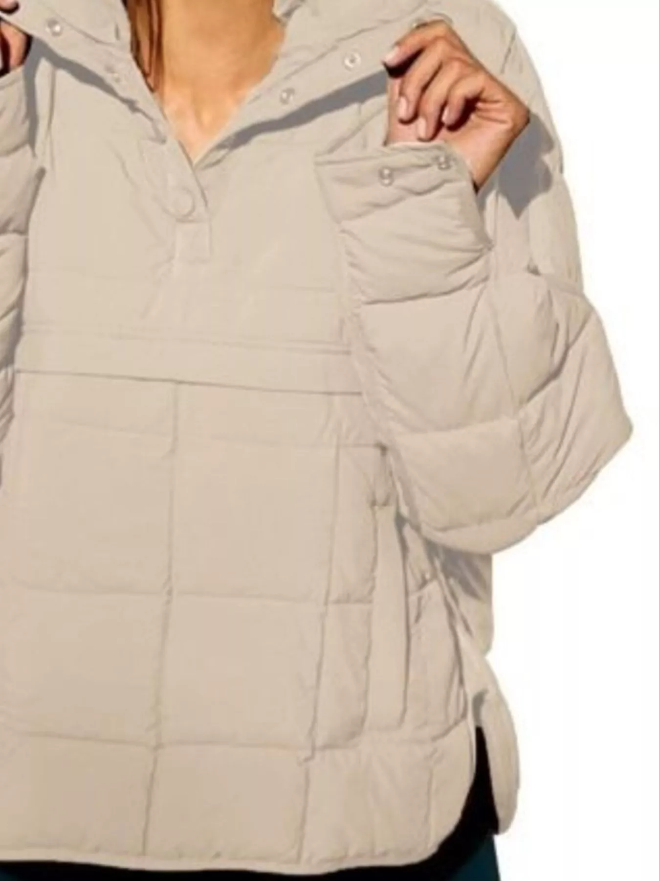 Full Size Quarter Snap Hooded Puffer Top Plus Size - Image 17
