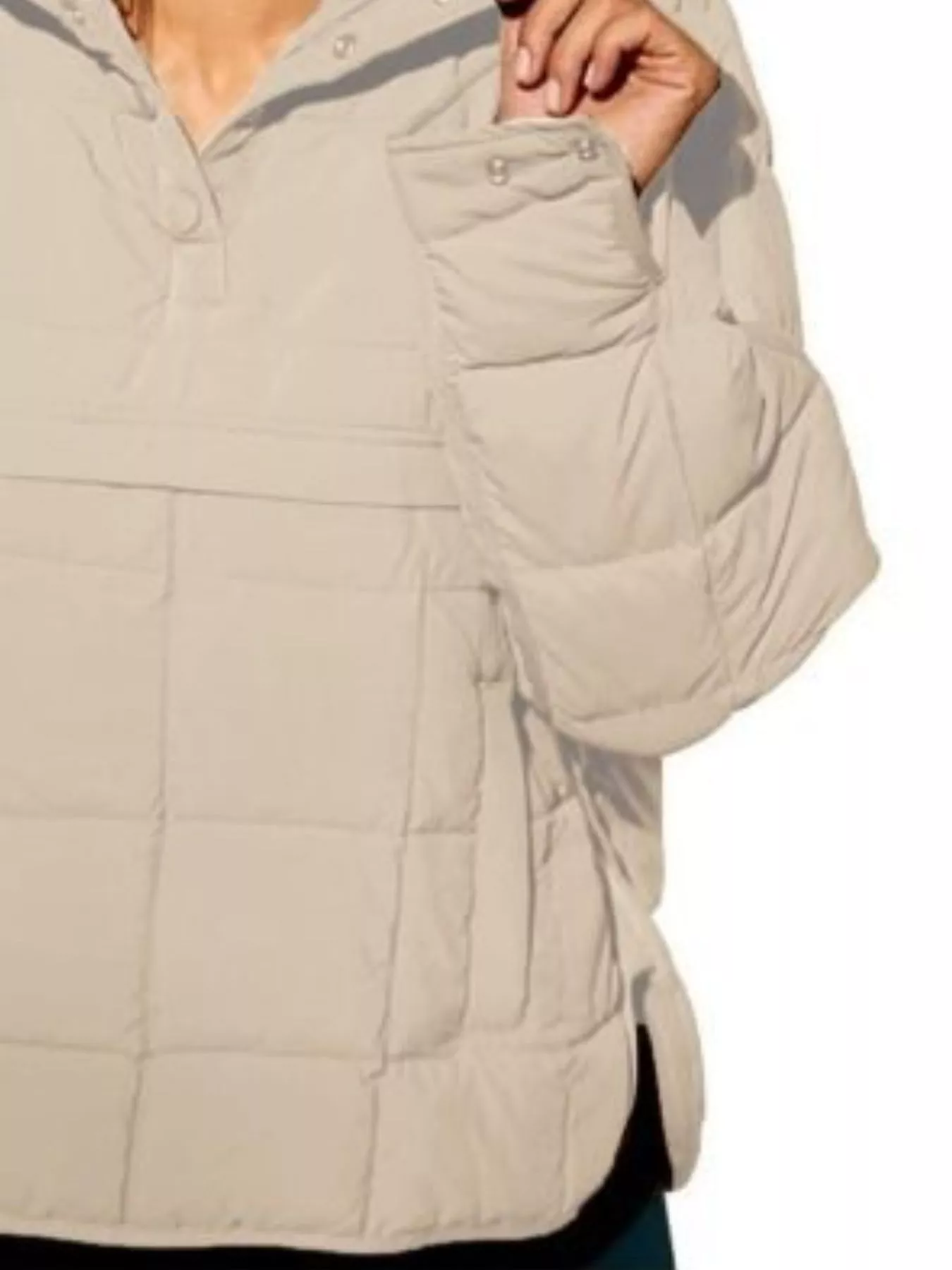 Full Size Quarter Snap Hooded Puffer Top Plus Size - Image 18