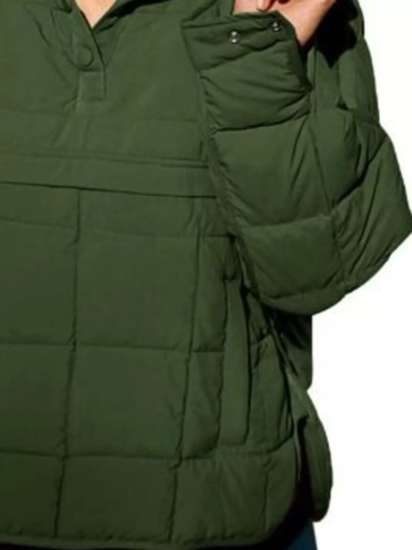 Full Size Quarter Snap Hooded Puffer Top Plus Size - Image 3