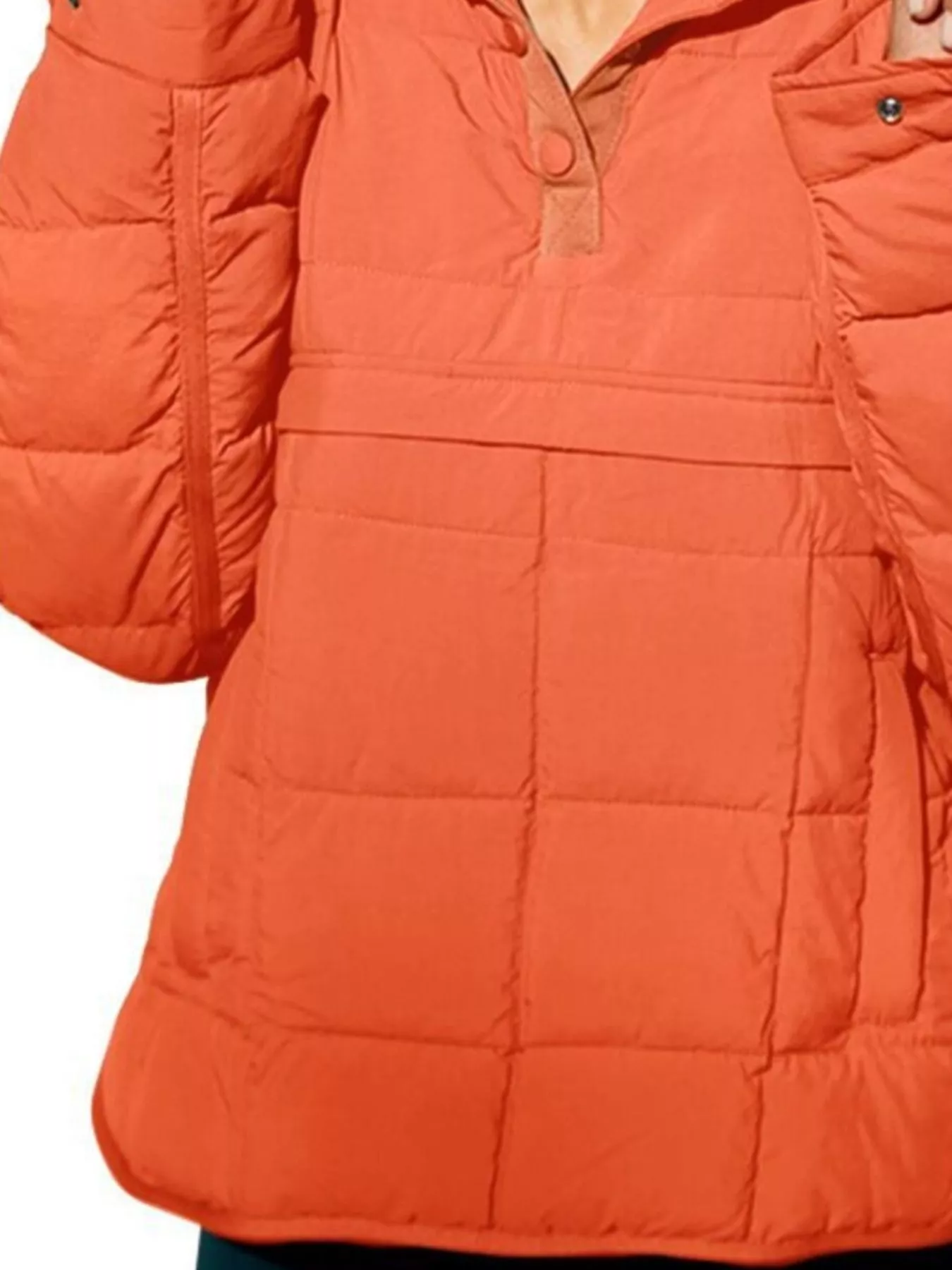 Full Size Quarter Snap Hooded Puffer Top Plus Size - Image 5