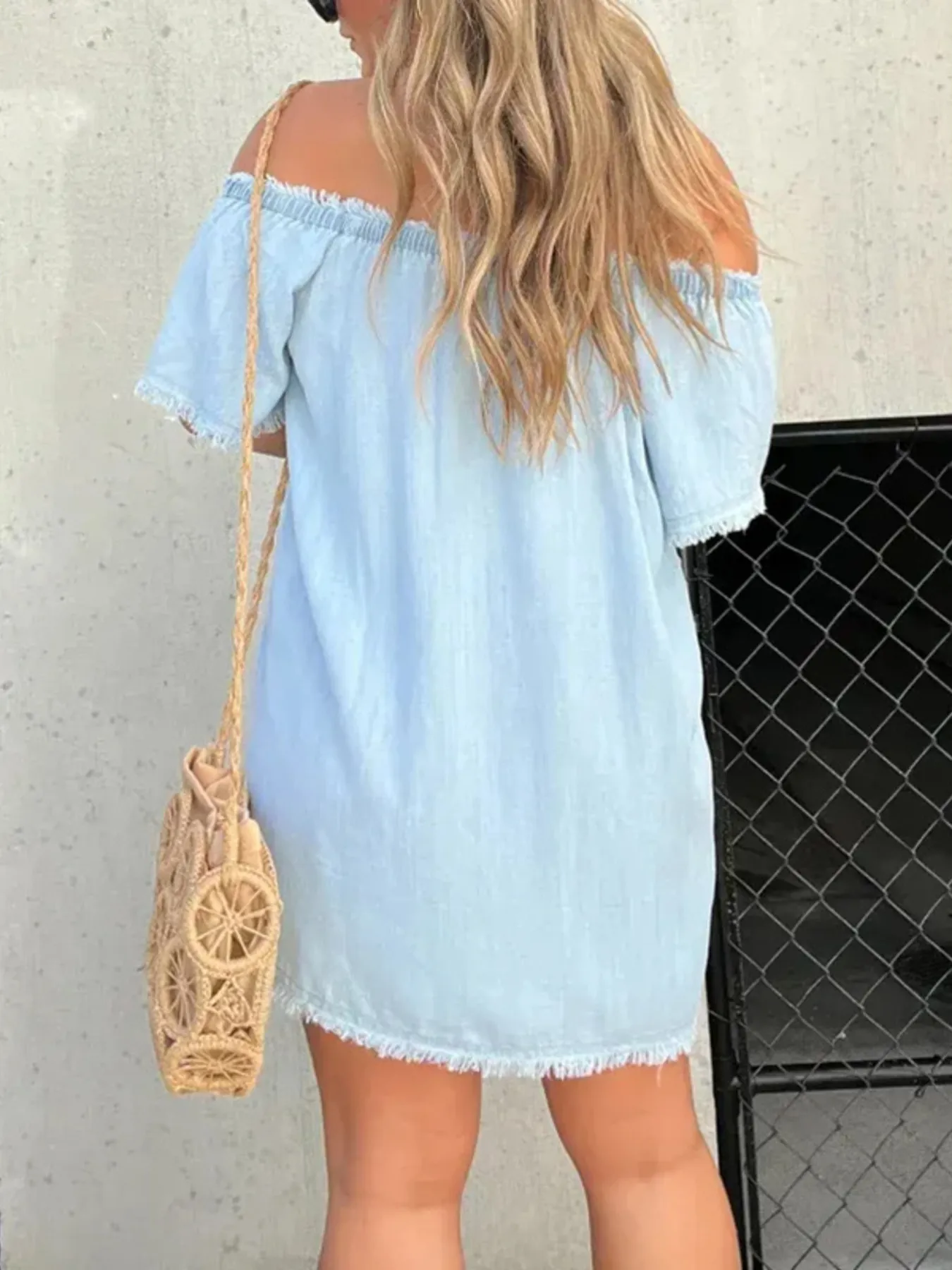 Full Size Raw Hem Mini Denim Dress Plus Size - Image 2