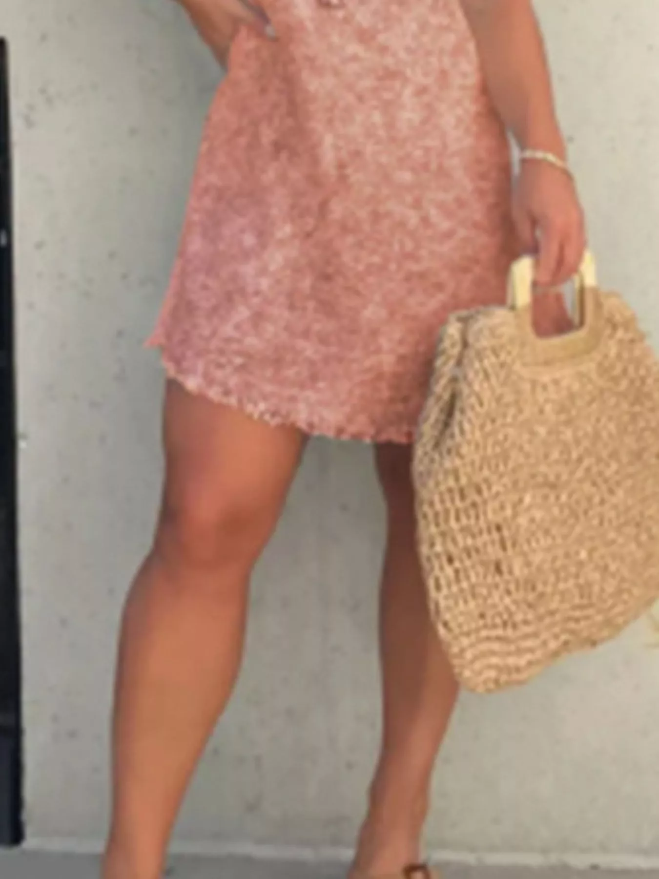 Full Size Raw Hem Short Sleeve Dress Plus Size - Image 9