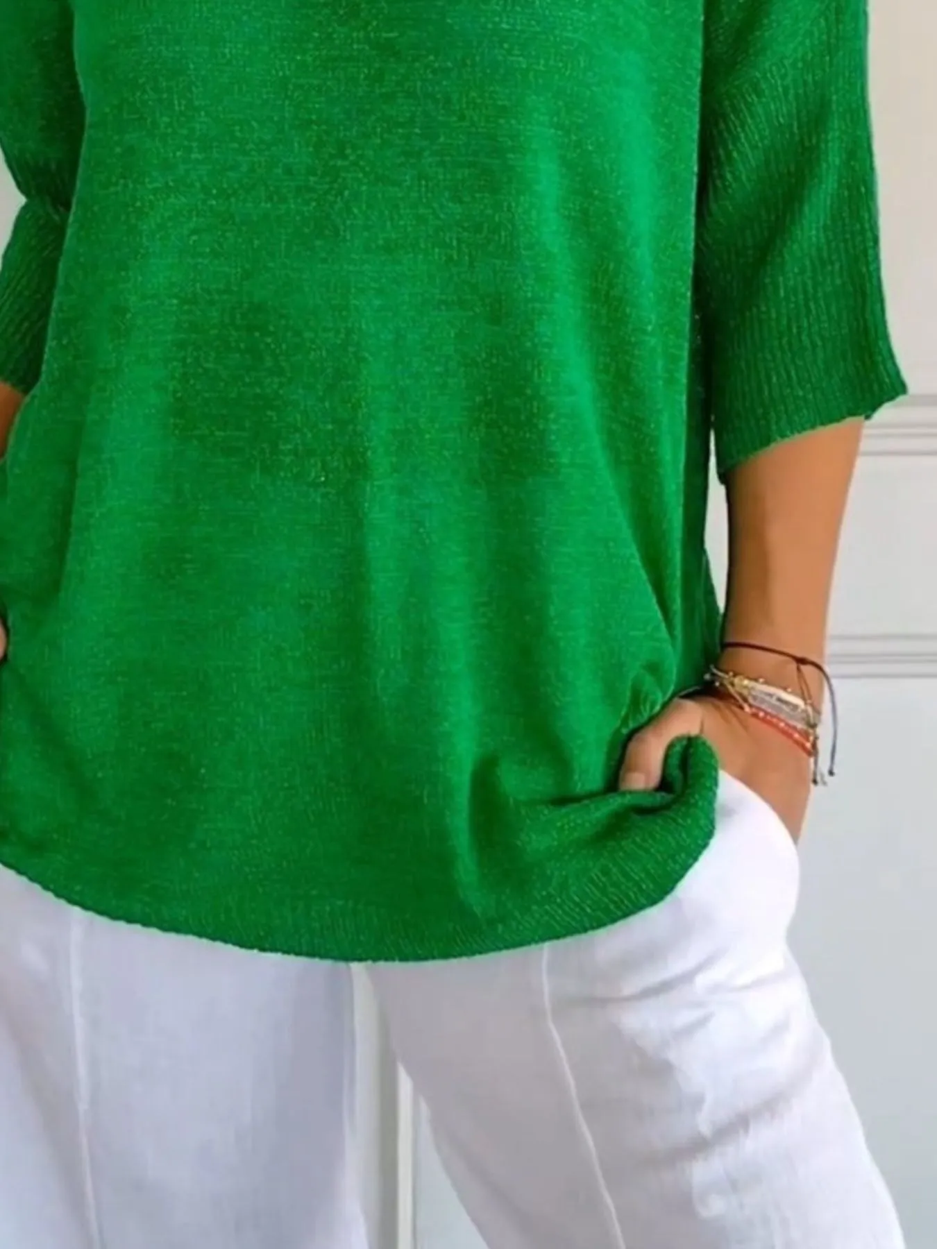 Full Size Relaxed Fit Ribbed Hem Sweater Plus Size - Image 14