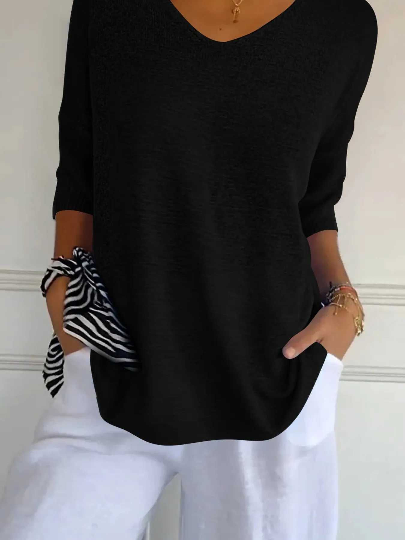 Full Size Relaxed Fit Ribbed Hem Sweater Plus Size - Image 16