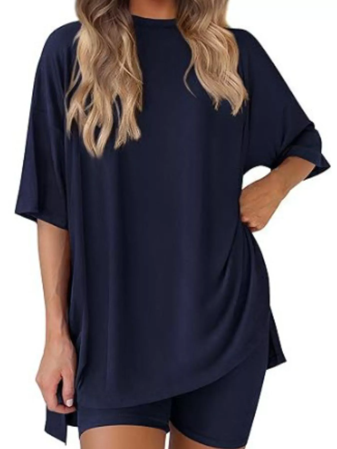 Full Size Relaxed Fit Round Neck Top and Shorts Two-Piece Set Plus Size - Image 15