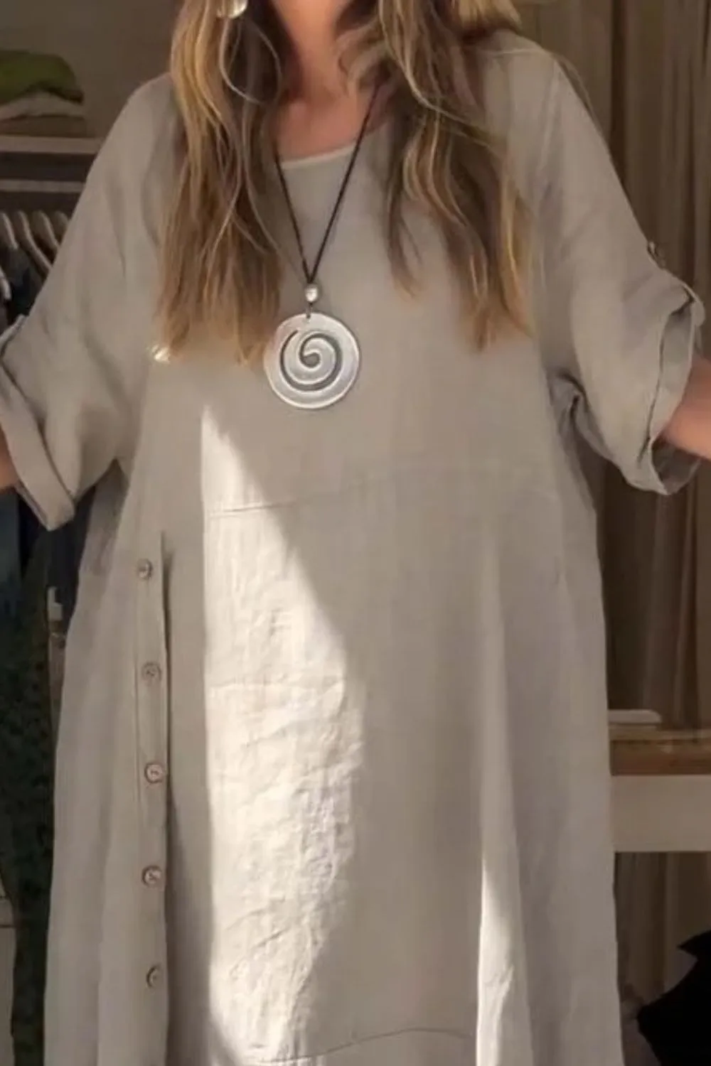Full Size Relaxed Fit Short Sleeves Dress Plus Size - Image 14