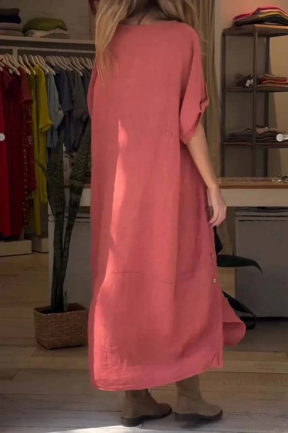 Full Size Relaxed Fit Short Sleeves Dress Plus Size - Image 3