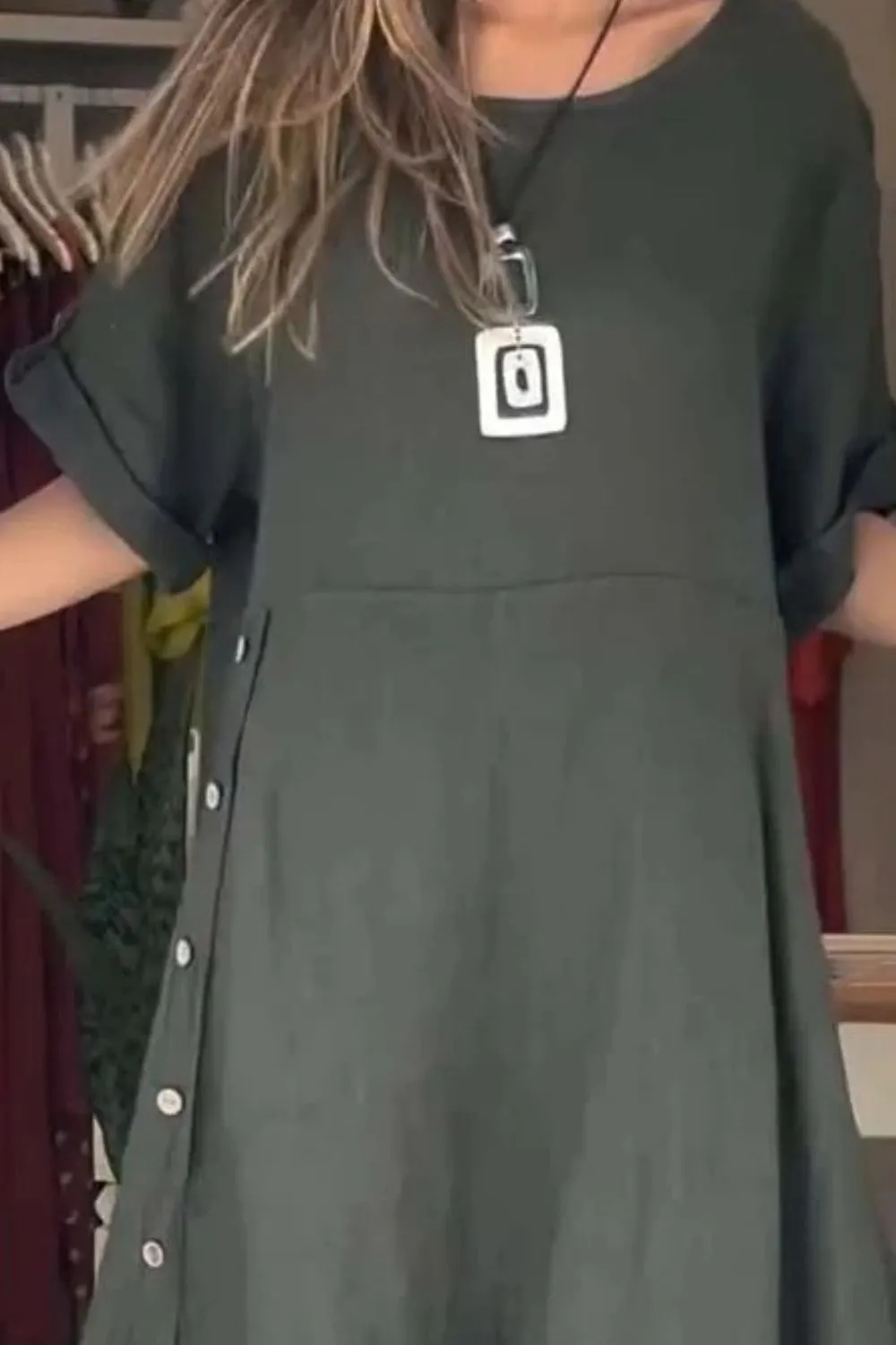 Full Size Relaxed Fit Short Sleeves Dress Plus Size - Image 5