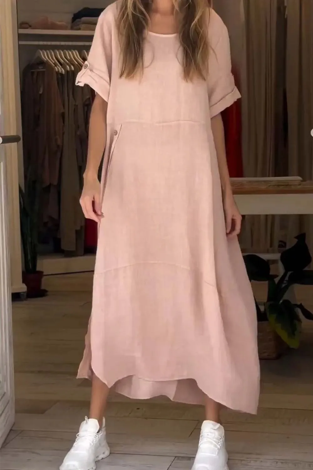 Full Size Relaxed Fit Short Sleeves Dress Plus Size - Image 7