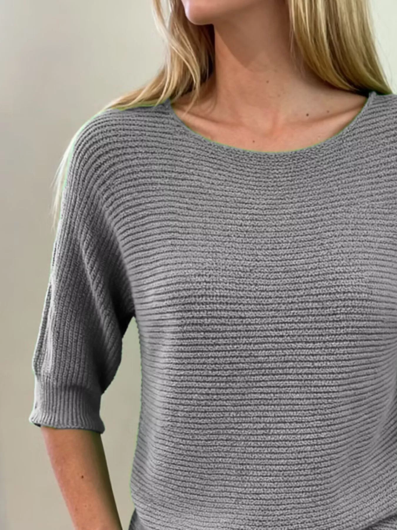 Full Size Ribbed Knit Round Neck Sweater Plus Size - Image 6