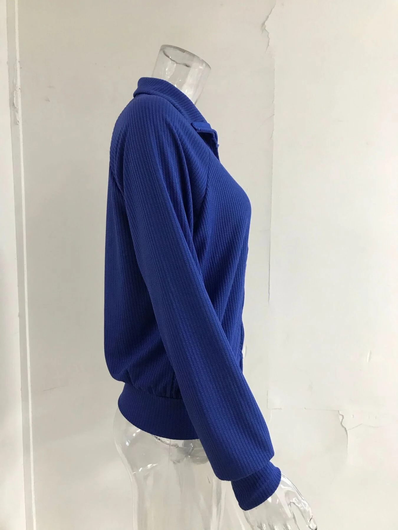 Full Size Ribbed Knit Zip-Up Outerwear Plus Size - Image 7