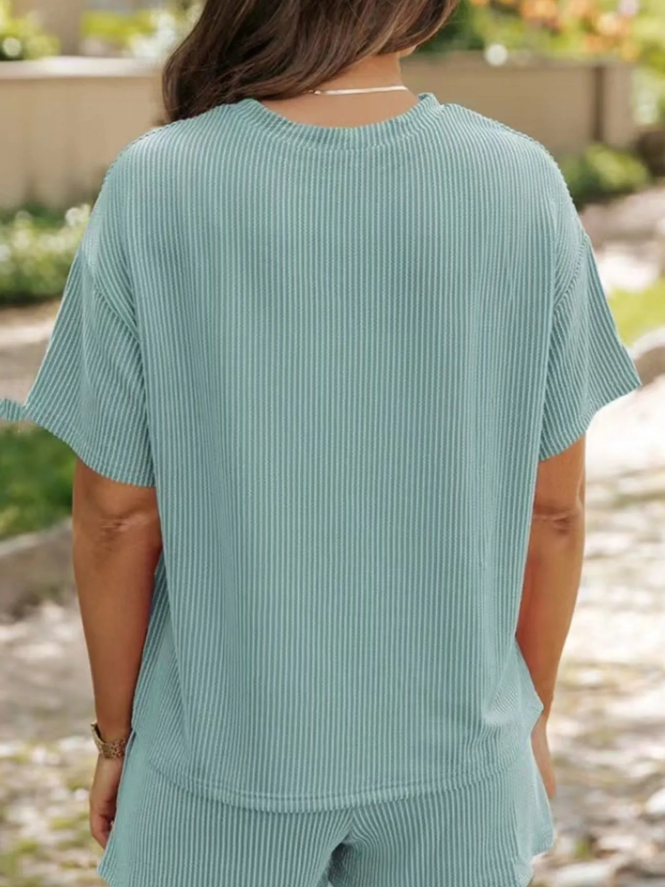 Full Size Ribbed Short Sleeve Top and Shorts Two-Piece Set Plus Size - Image 15