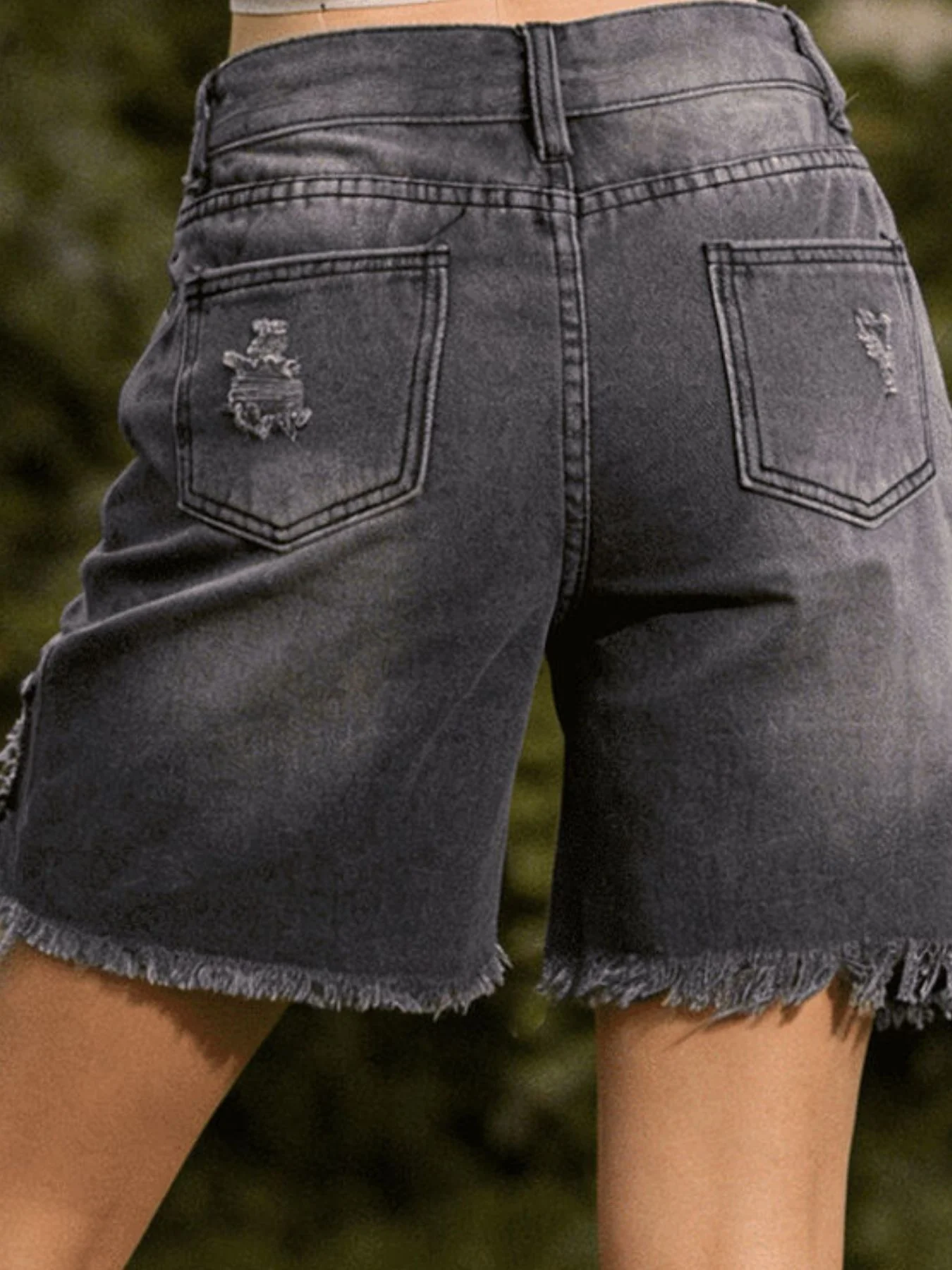 Full Size Ripped Frayed Hem Denim Shorts Plus Size - Image 5