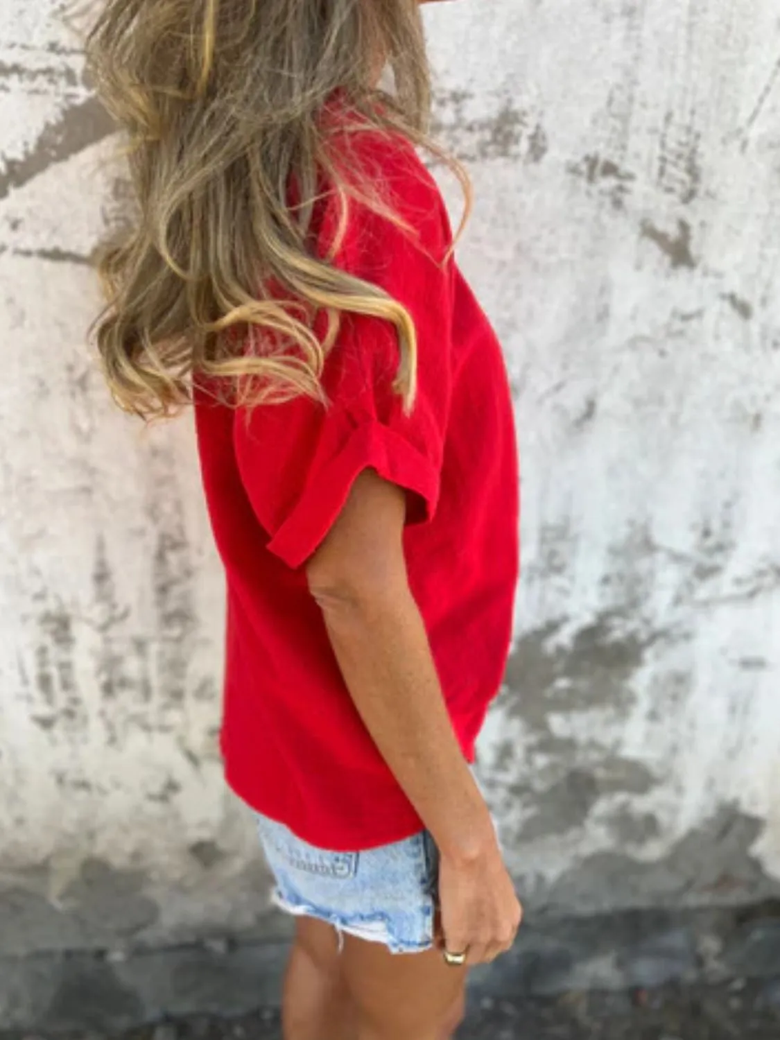 Full Size Round Neck Short Sleeve T-Shirt Plus Size - Image 4