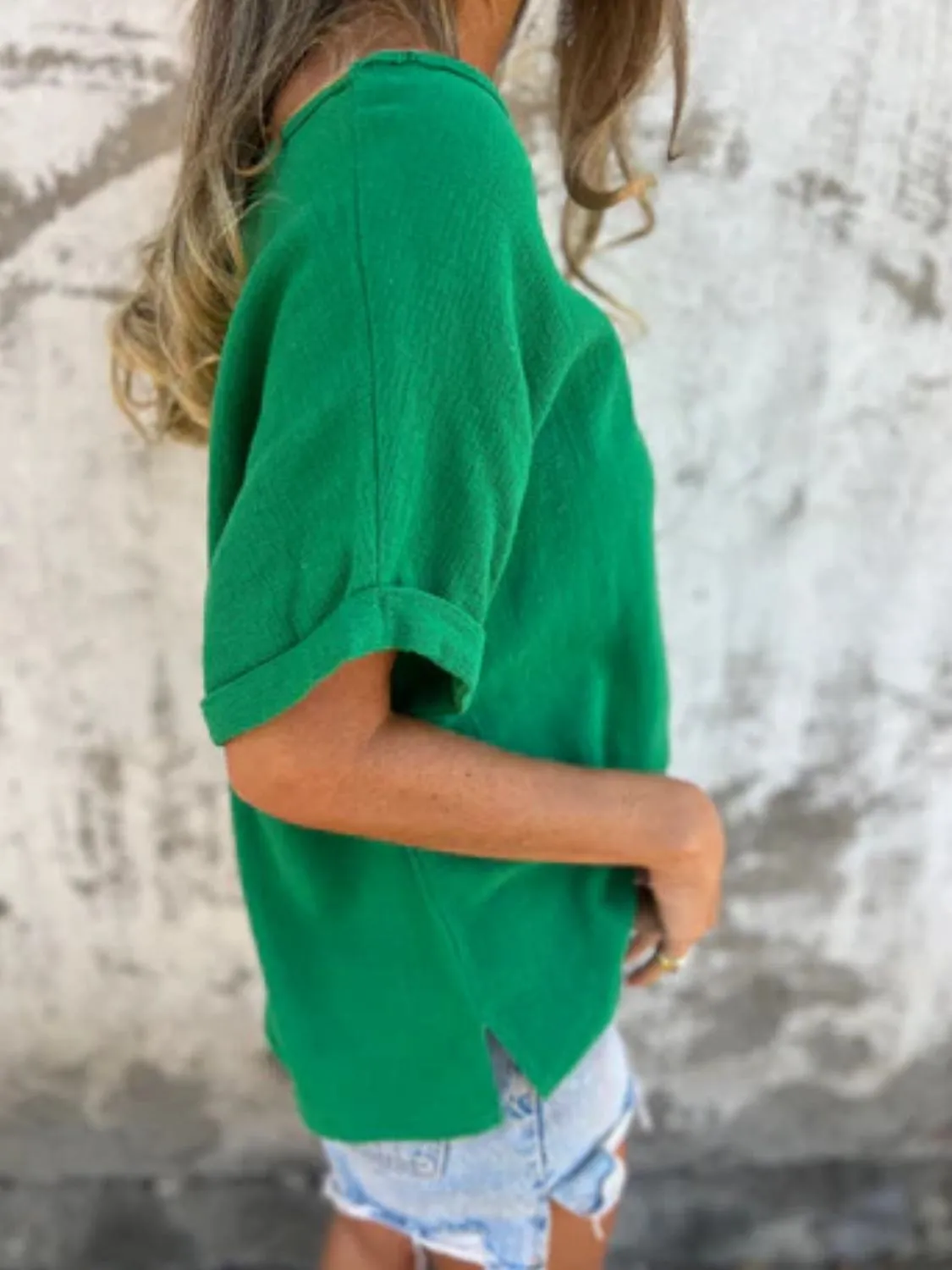 Full Size Round Neck Short Sleeve T-Shirt Plus Size - Image 9