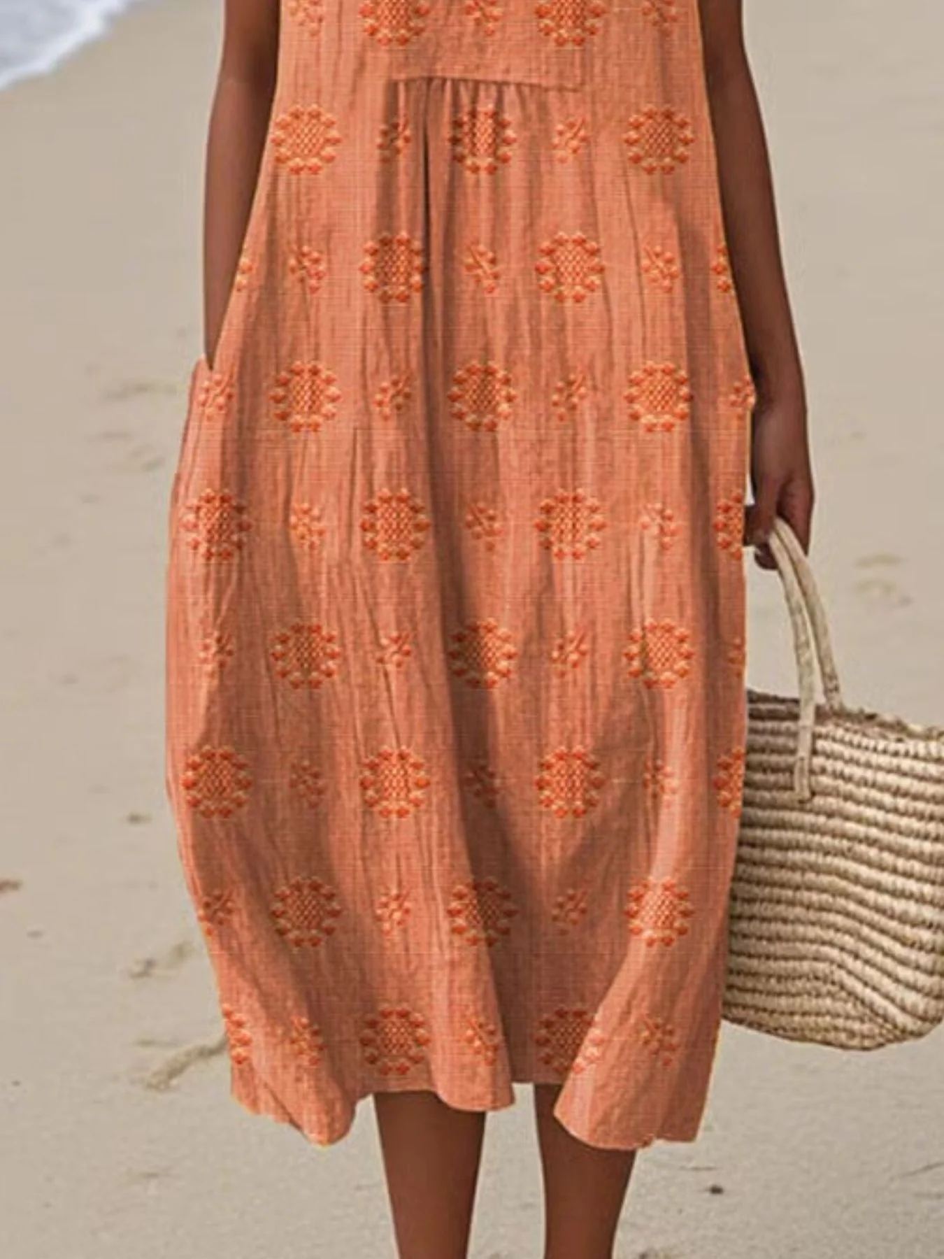 Full Size Round Neck Sleeveless Casual Midi Dress Plus Size - Image 21