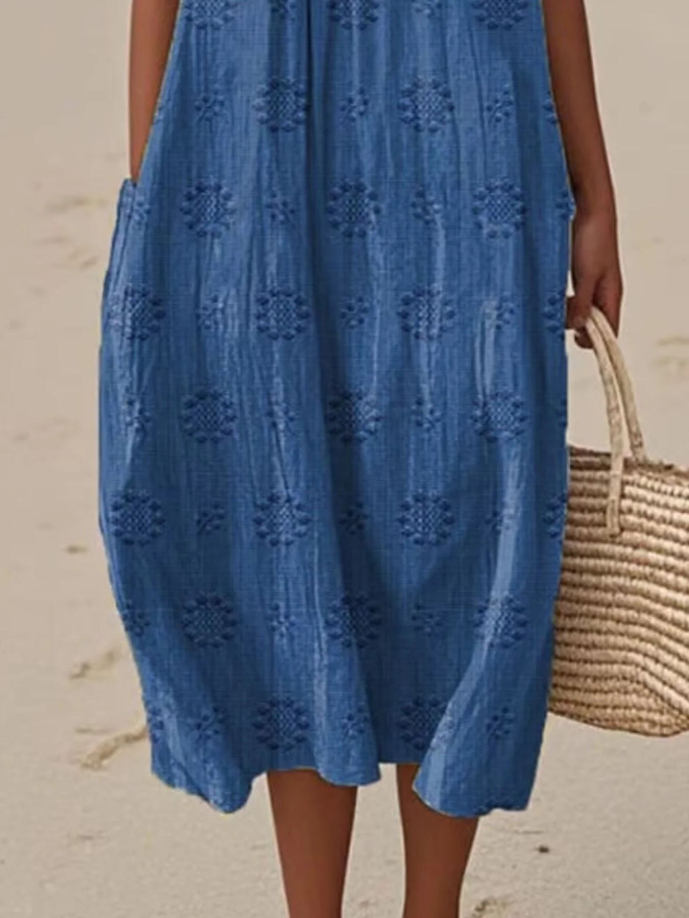 Full Size Round Neck Sleeveless Casual Midi Dress Plus Size - Image 5