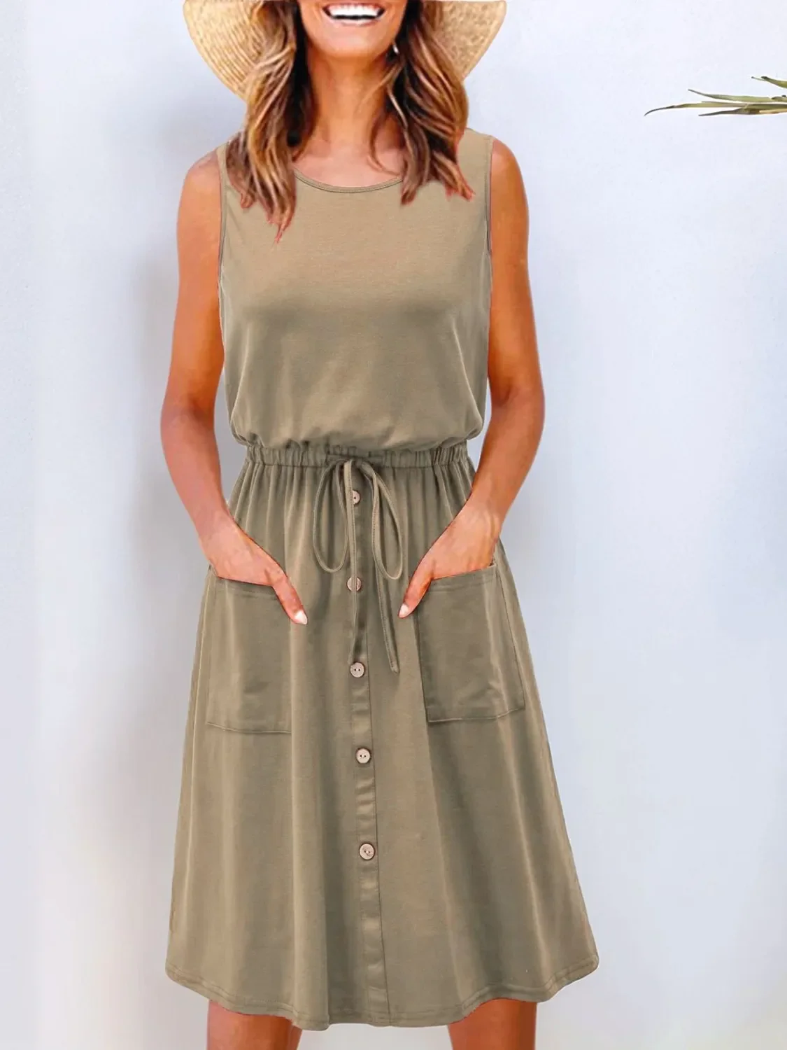 Full Size Round Neck Sleeveless Tank Dress Plus Size - Image 5