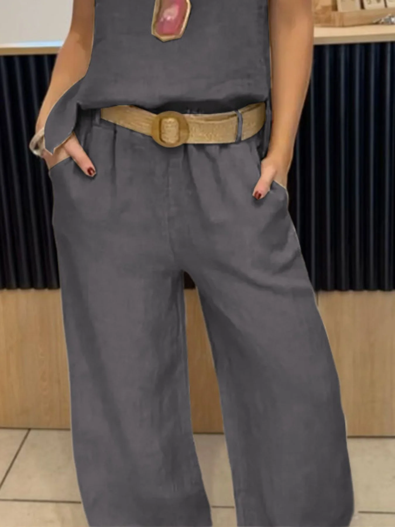 Full Size Round Neck Tank and Pants Set Plus Size - Image 15