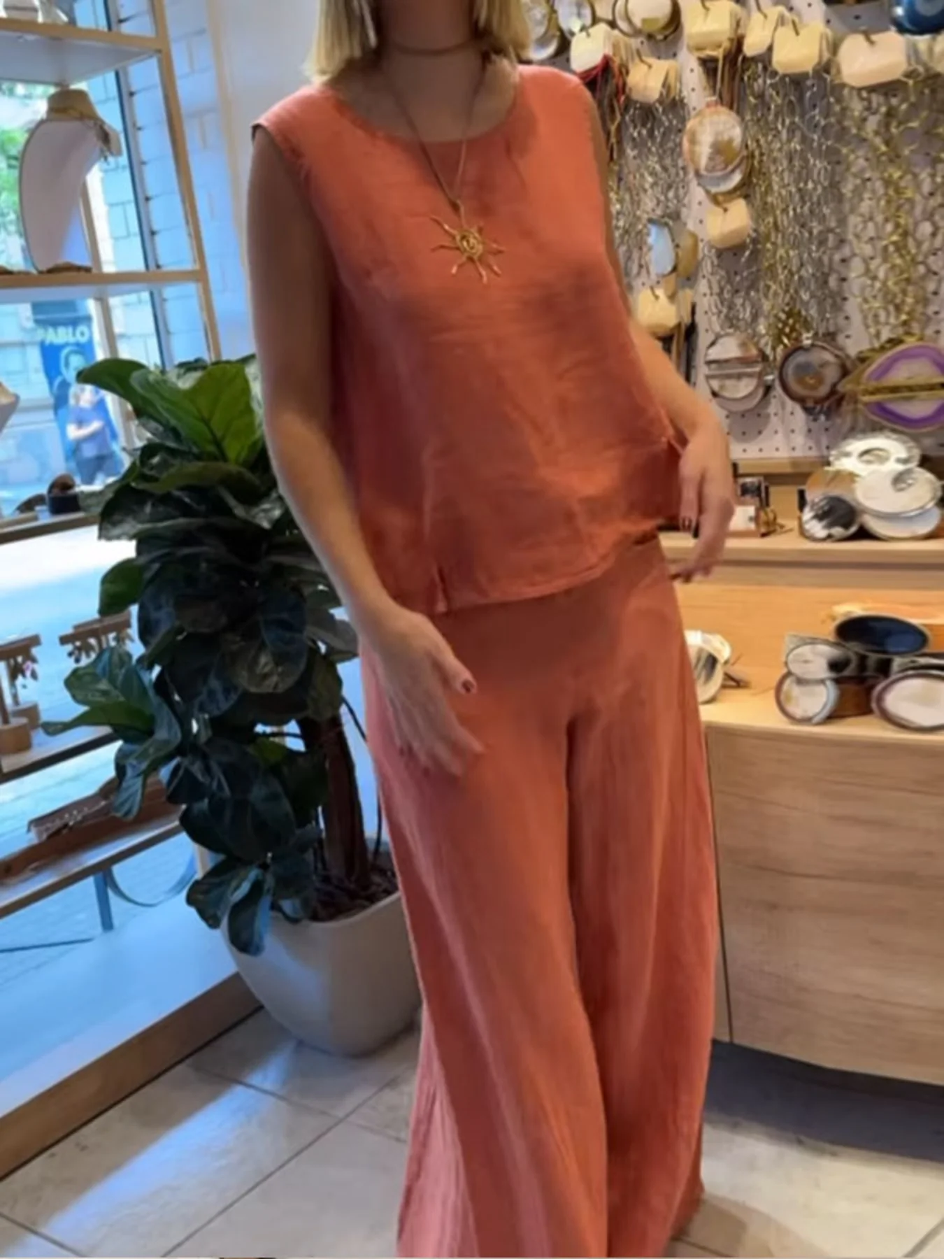 Full Size Round Neck Tank and Pants Set Plus Size - Image 2