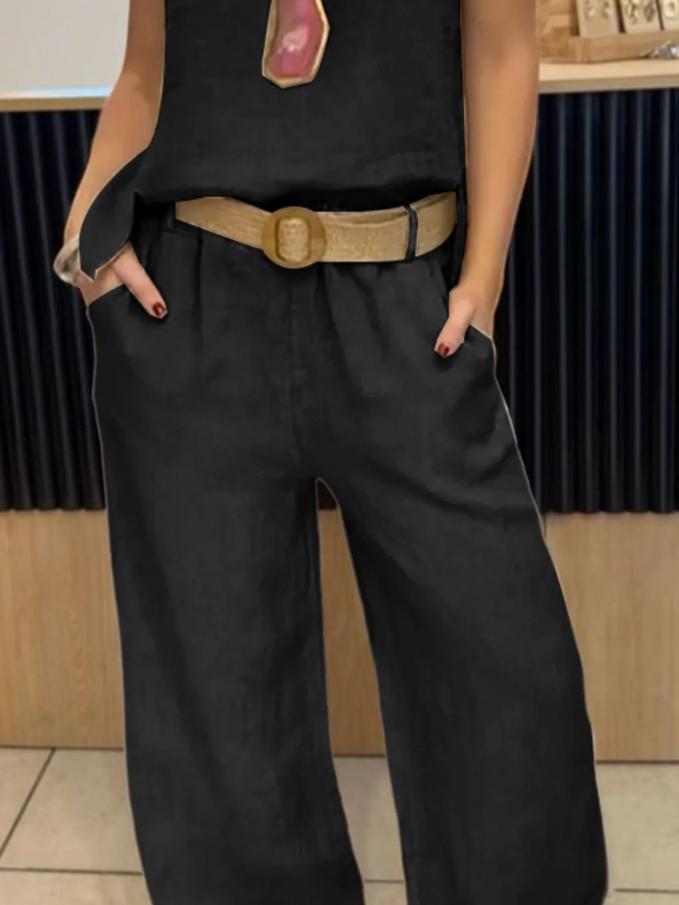 Full Size Round Neck Tank and Pants Set Plus Size - Image 5