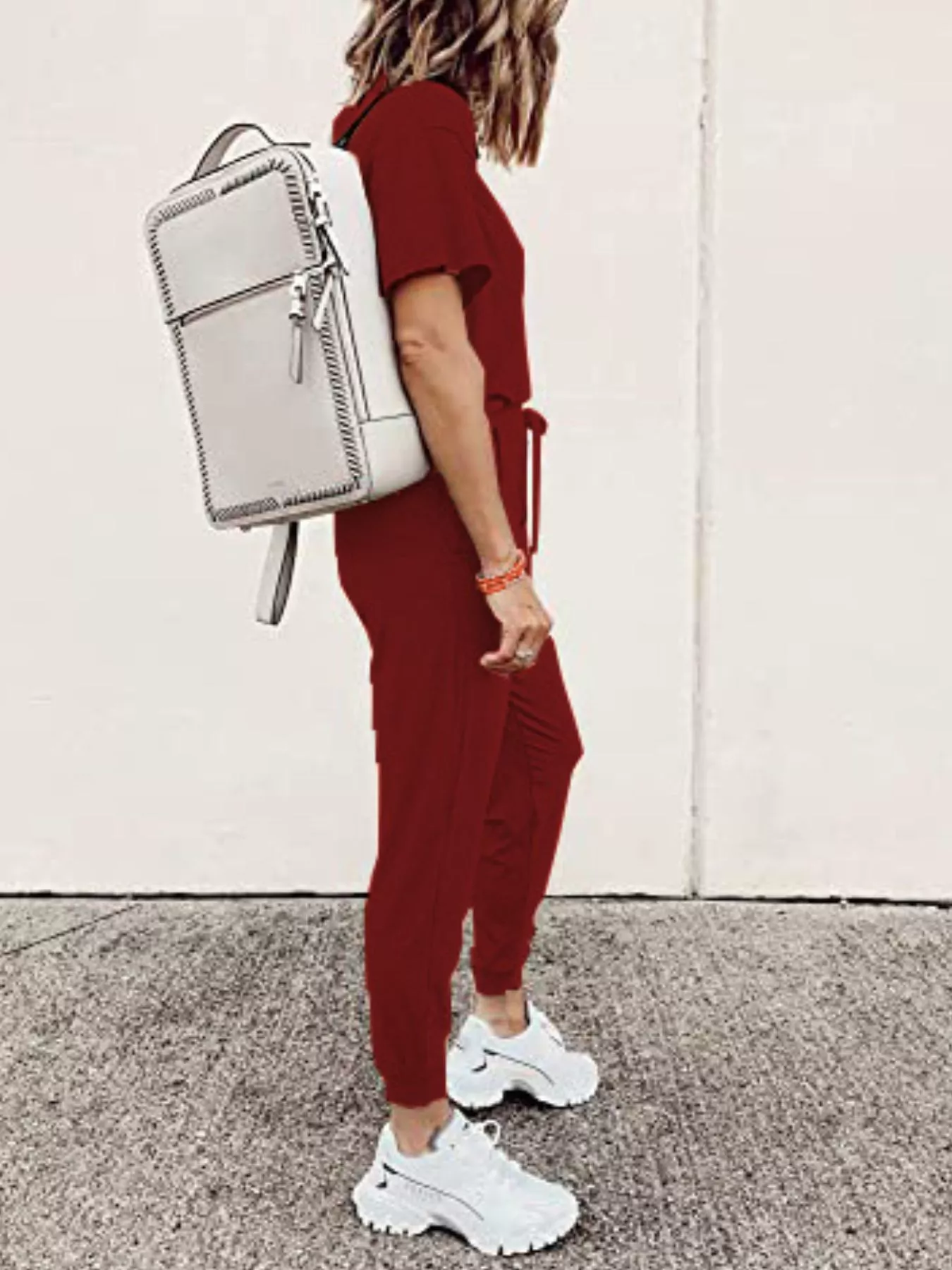 Full Size Round Neck Top and Drawstring Pants Set Plus Size - Image 26