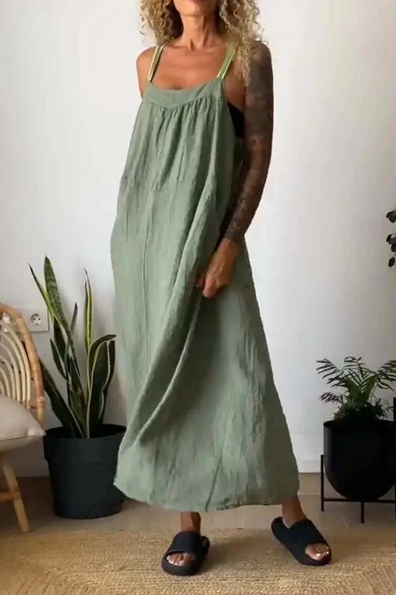 Full Size Ruched Cami Maxi Dress with Pockets Plus Size - Image 2