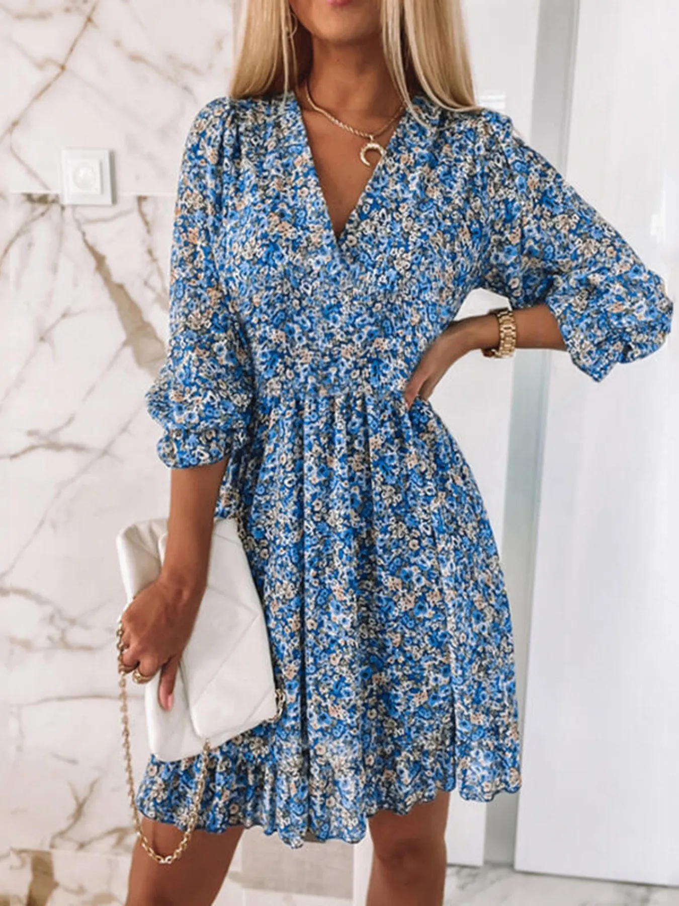 Full Size Ruffled Hem Floral Dress Plus Size - Image 2