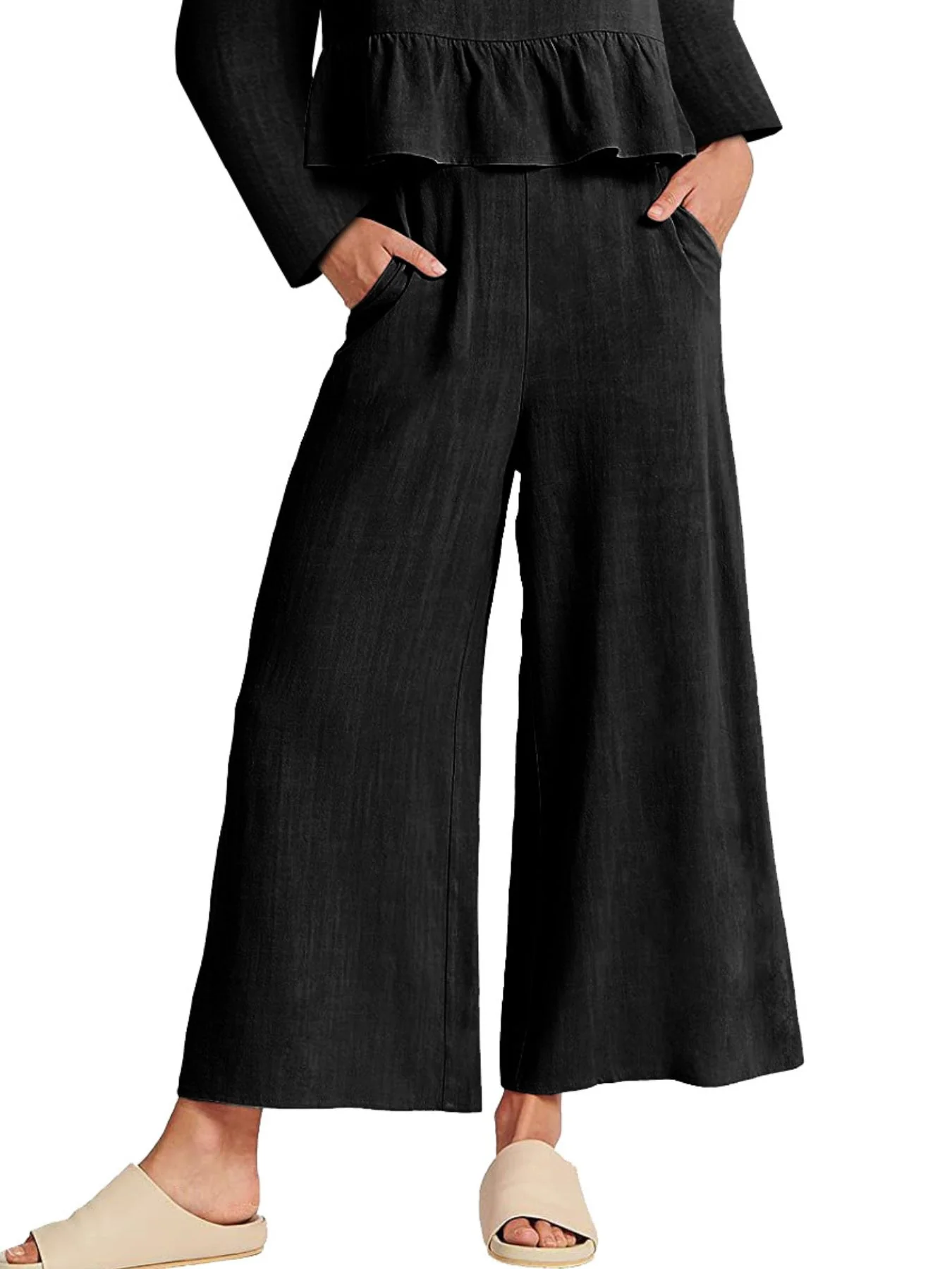 Full Size Ruffled Hem Long Sleeve Top and Pants Set Plus Size - Image 7