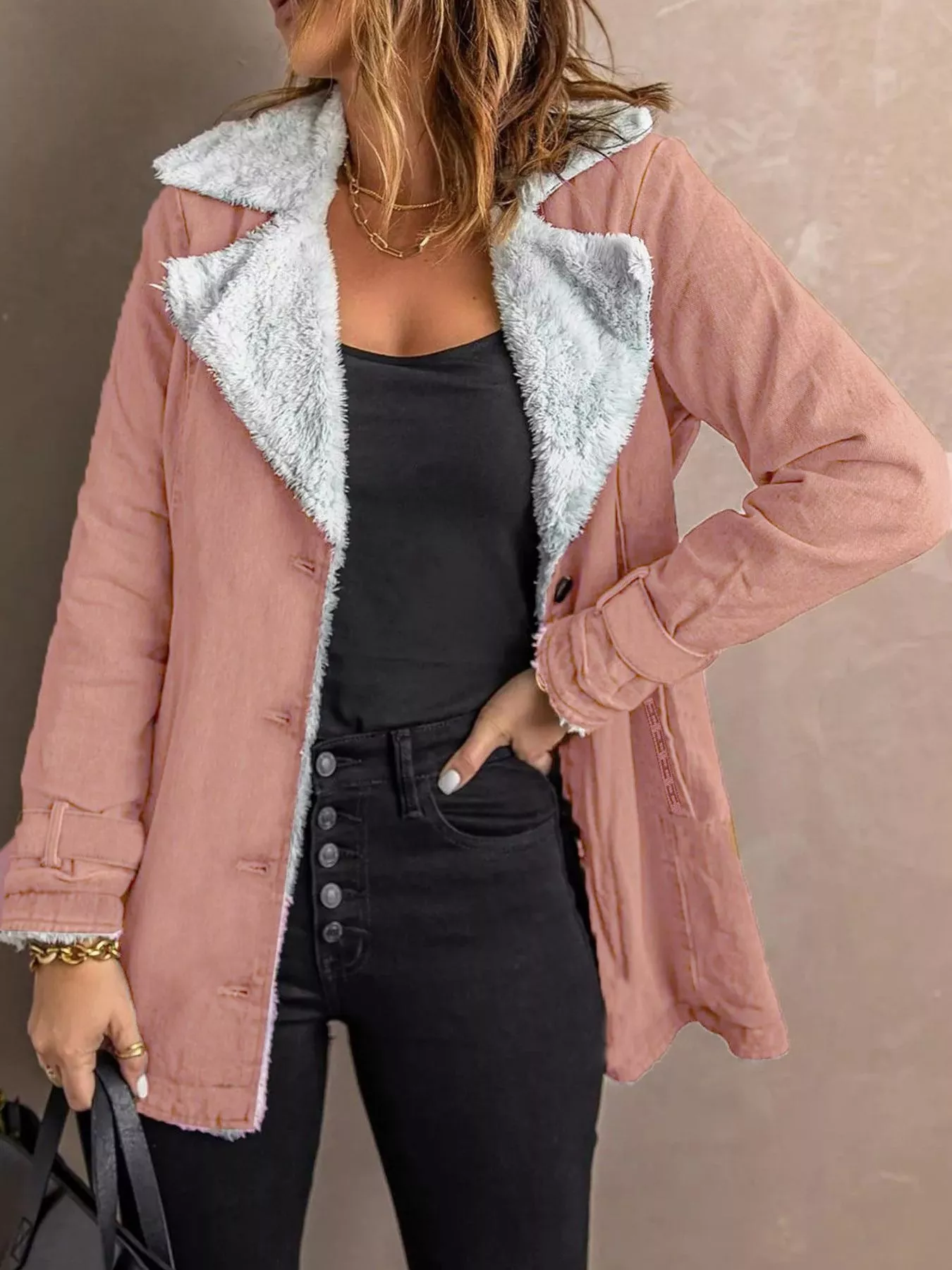Full Size Sherpa Lined Button Up Outerwear Plus Size - Image 13