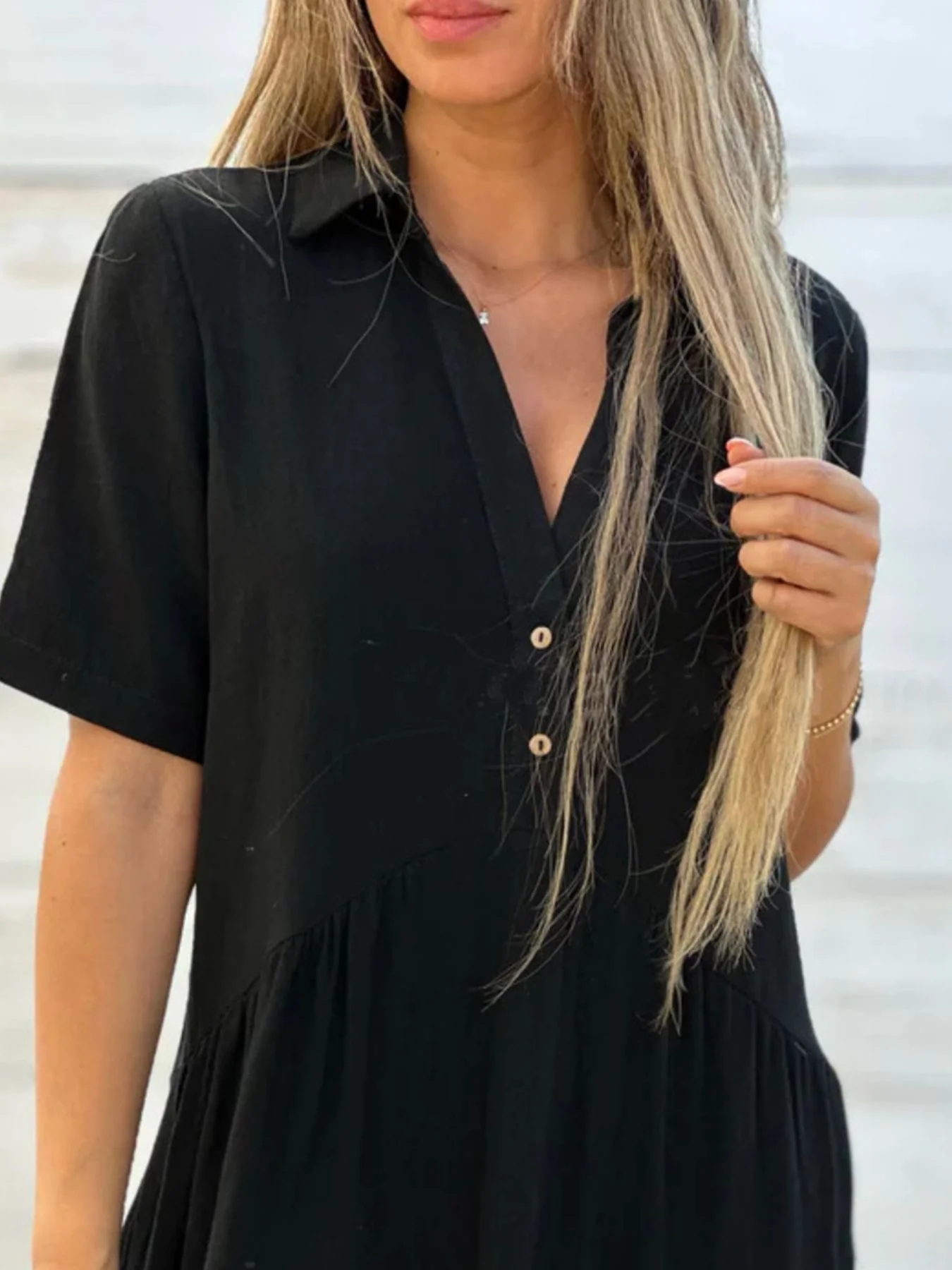 Full Size Short Sleeve Tiered Ruffle Hem Mini Dress Plus Size - Image 6