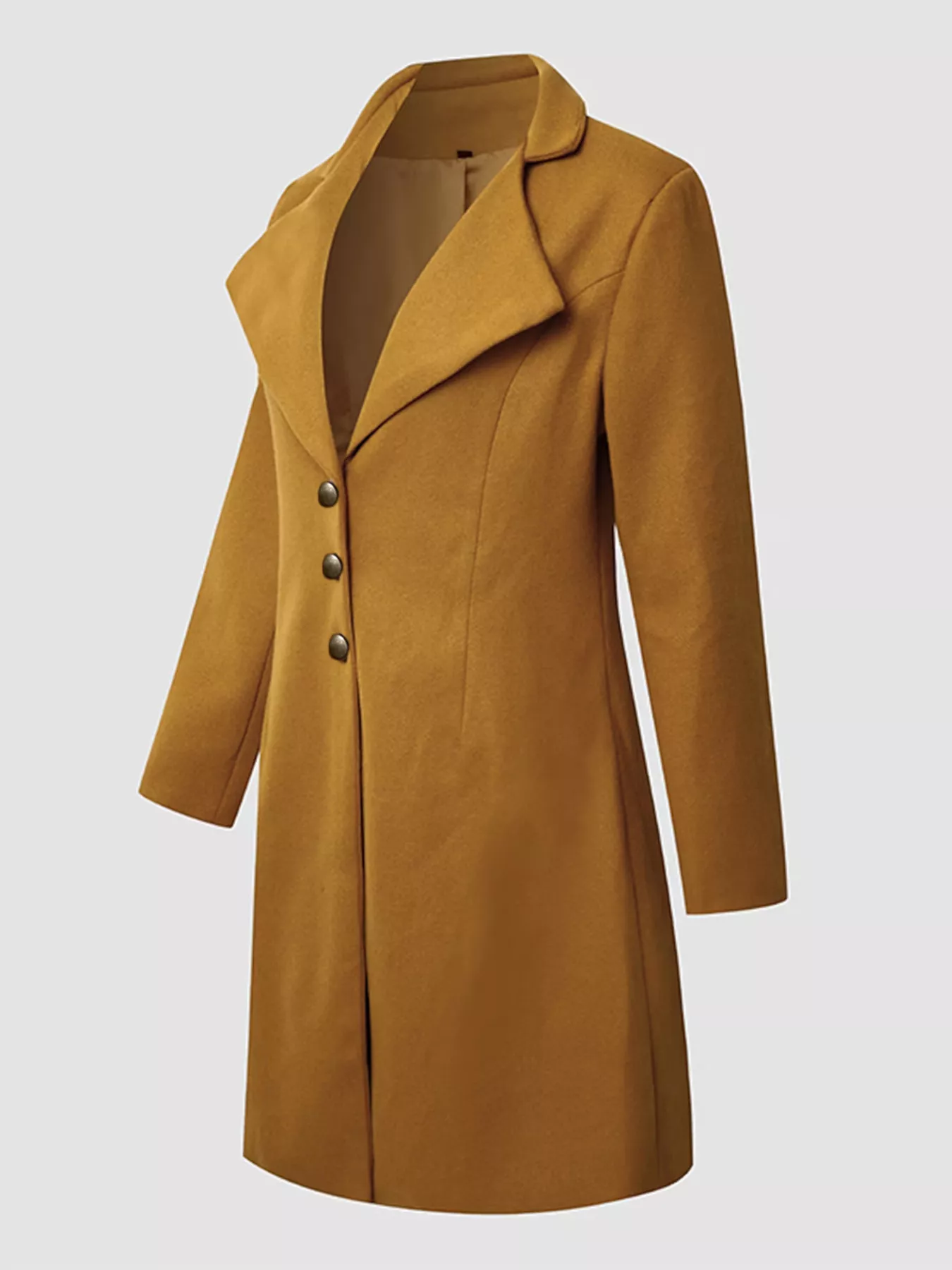 Full Size Single-Breasted Long Sleeve Overcoat Plus Size - Image 4