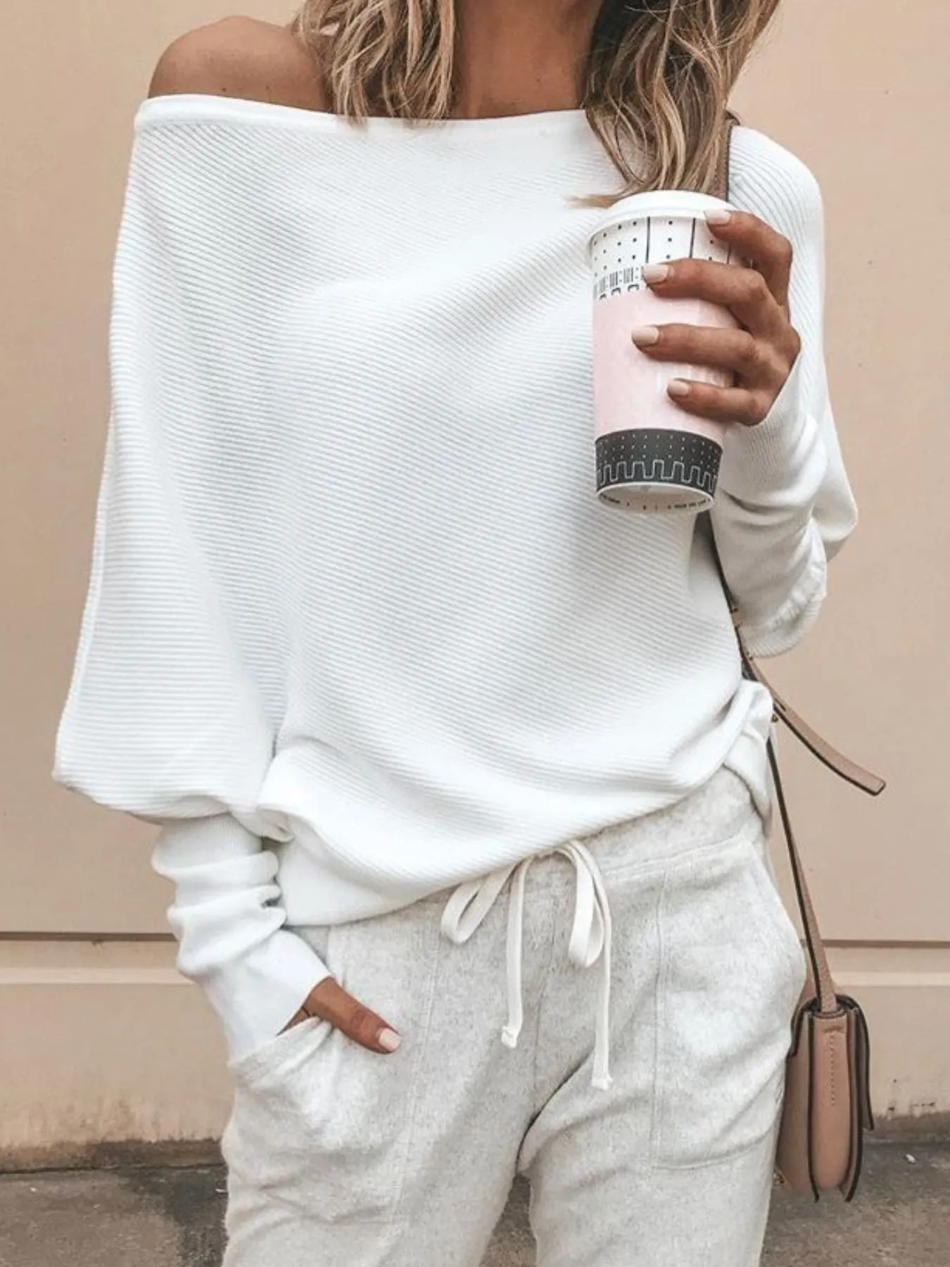 Full Size Single Shoulder Ribbed Knit Top Plus Size - Image 2