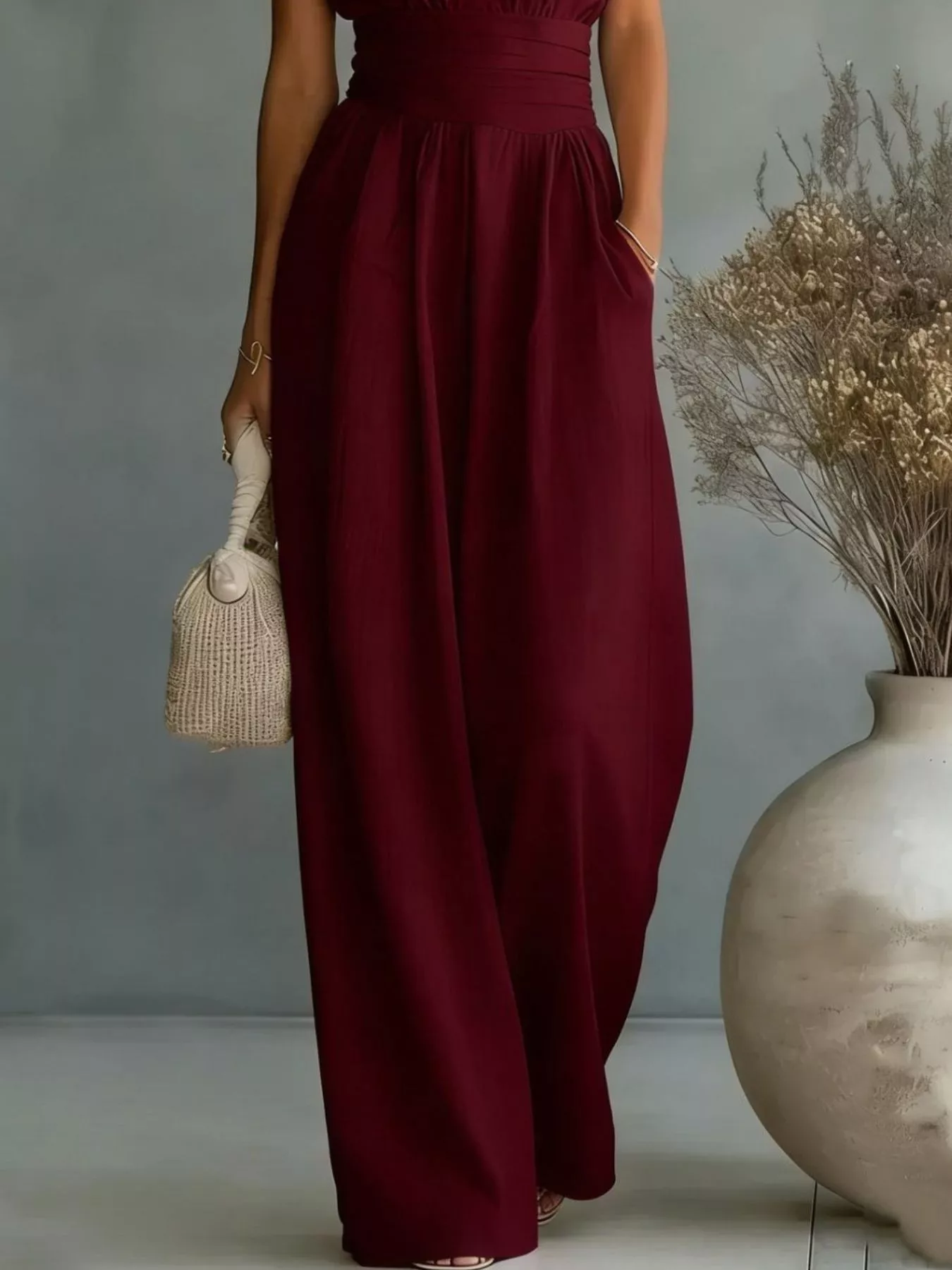 Full Size Sleeveless Wide Leg Jumpsuit Plus Size - Image 7