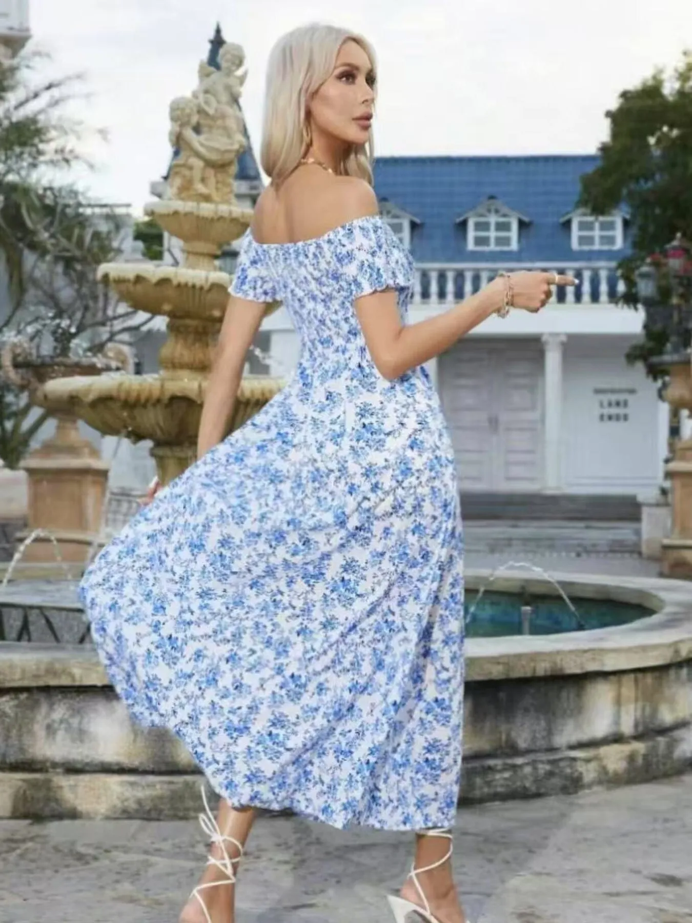 Full Size Slit Off-Shoulder Floral Midi Dress Plus Size - Image 19