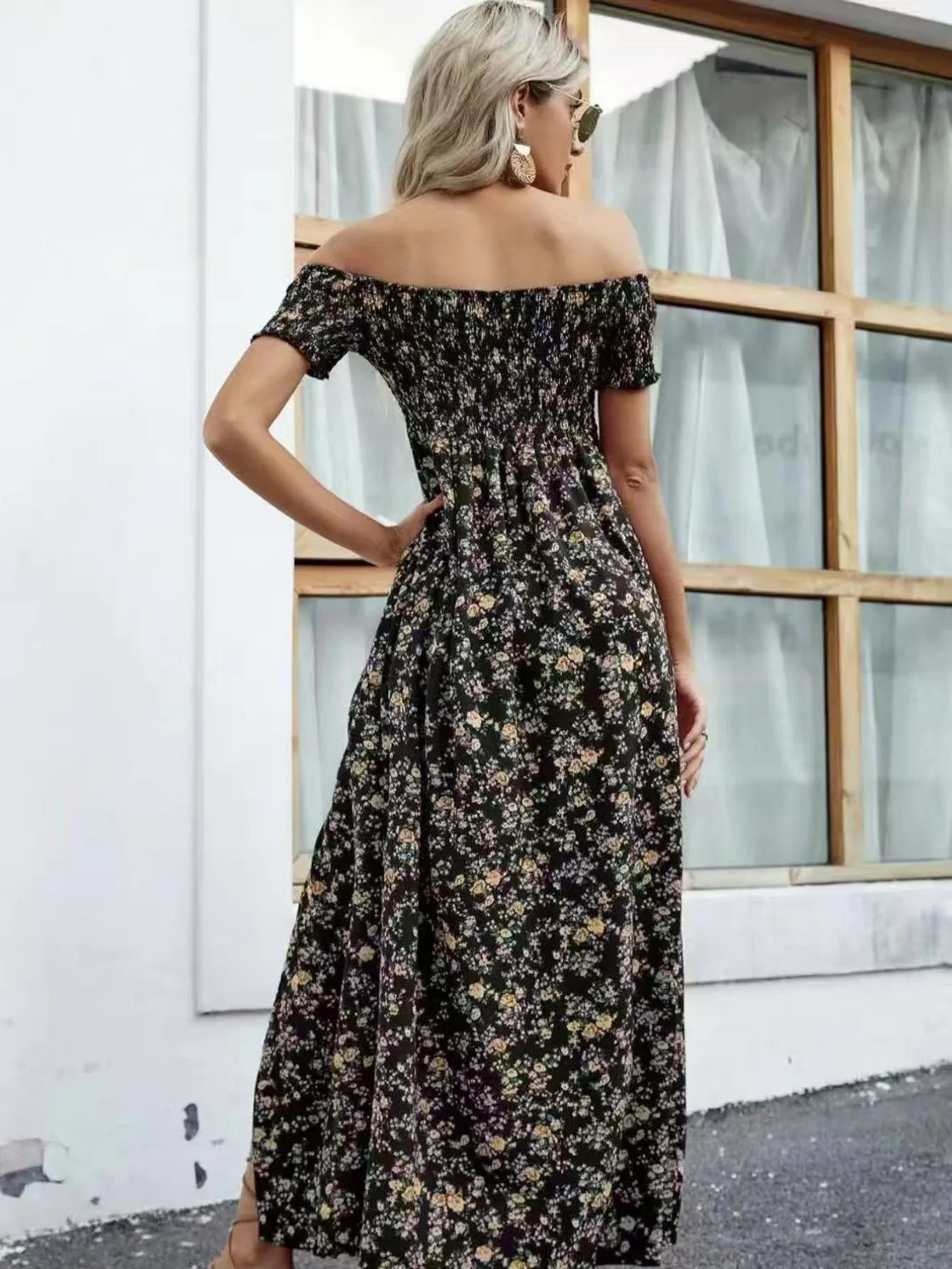 Full Size Slit Off-Shoulder Floral Midi Dress Plus Size - Image 24