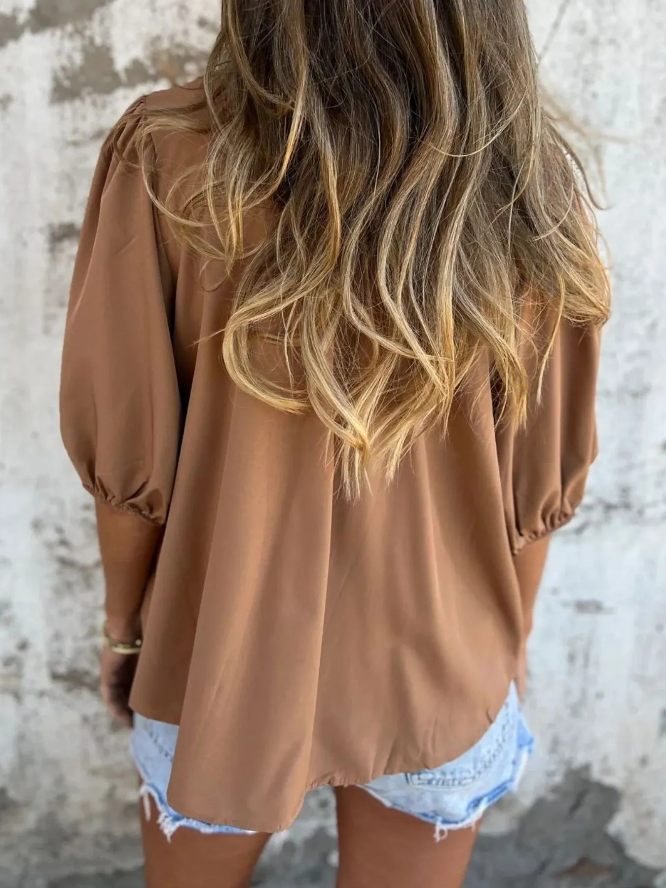 Full Size Smocked Puff Sleeve Blouse Plus Size - Image 18