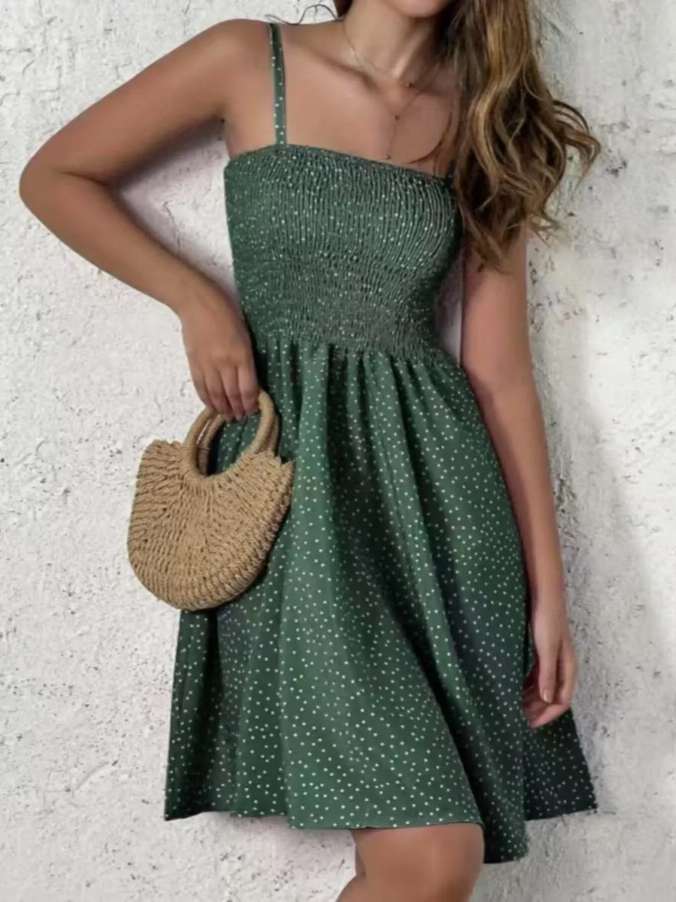 Full Size Smocked Square Neck Cami Dress Plus Size - Image 11