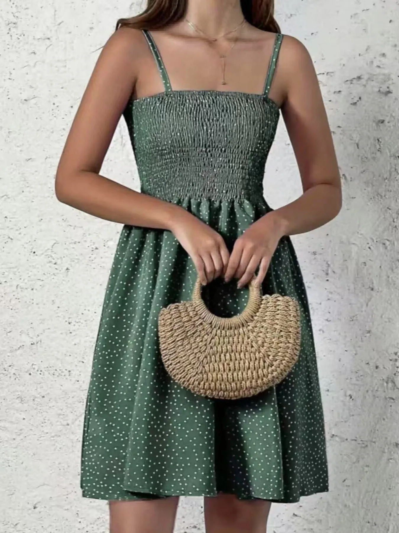 Full Size Smocked Square Neck Cami Dress Plus Size - Image 12