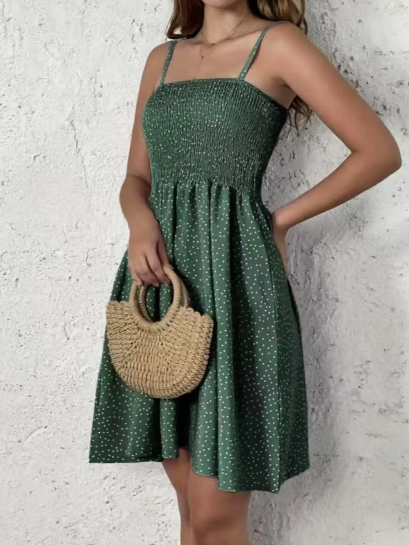 Full Size Smocked Square Neck Cami Dress Plus Size - Image 13