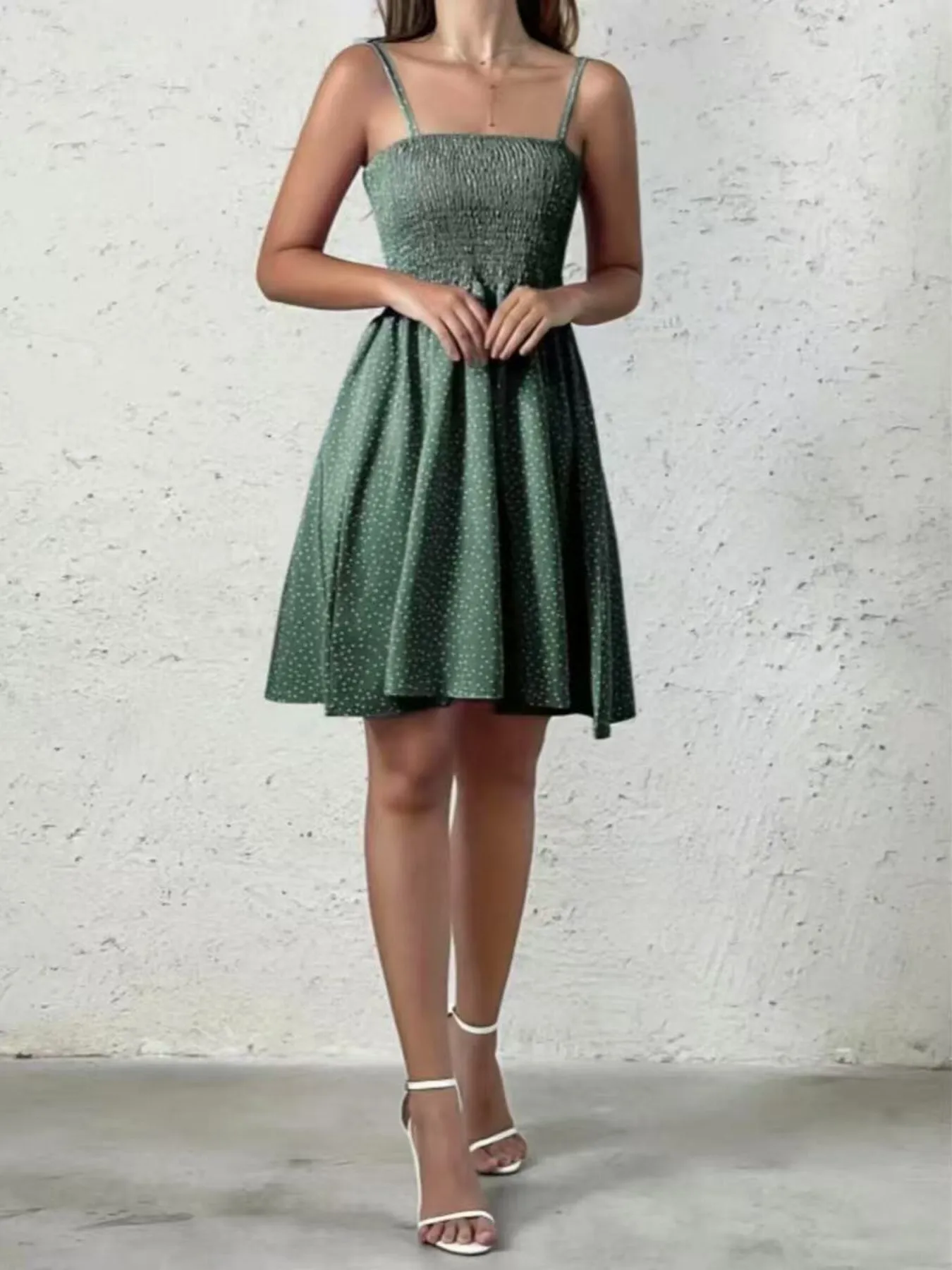 Full Size Smocked Square Neck Cami Dress Plus Size - Image 14